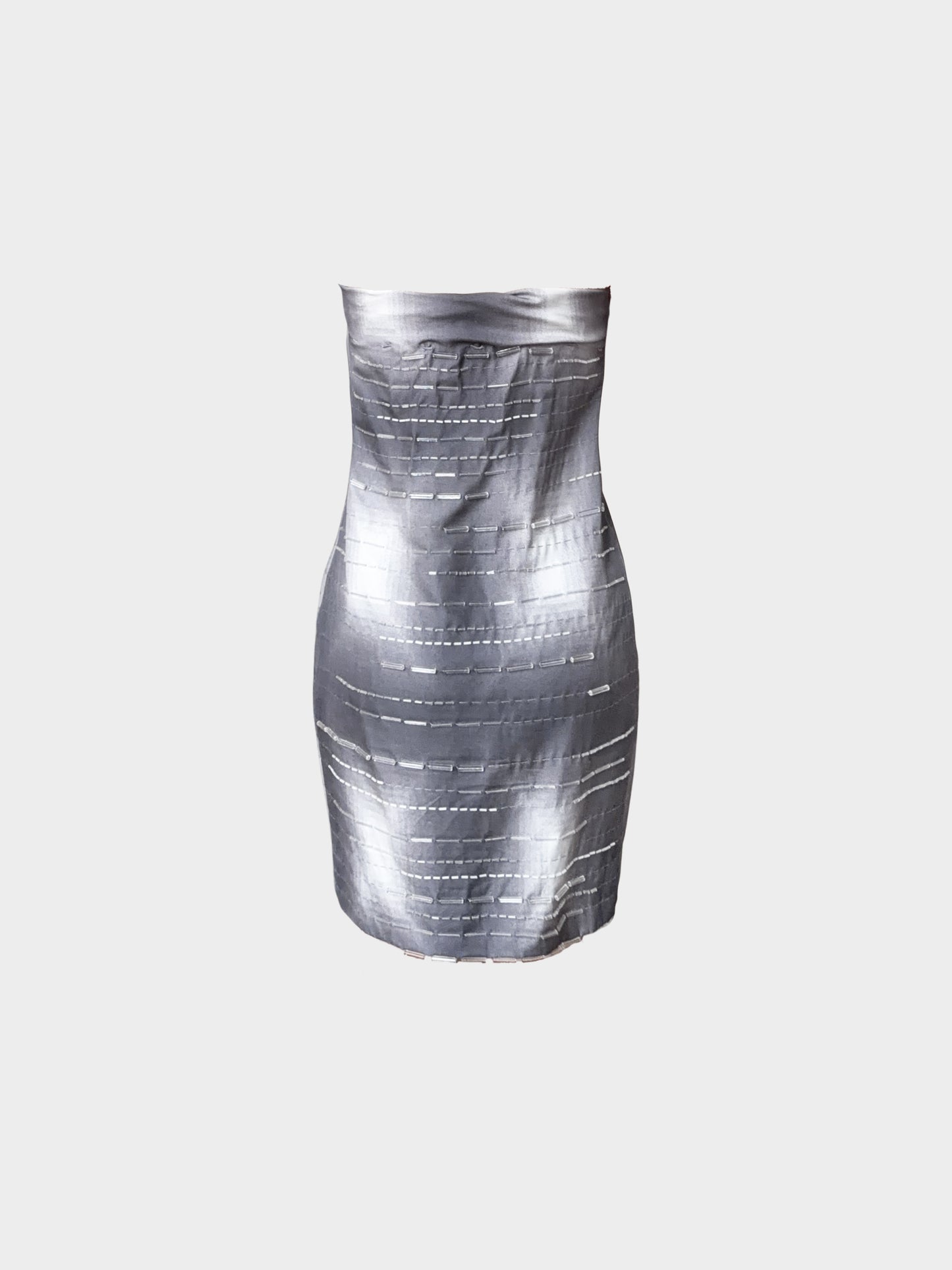 Prada SS 1998 Runway Beaded Strapless Mini Dress