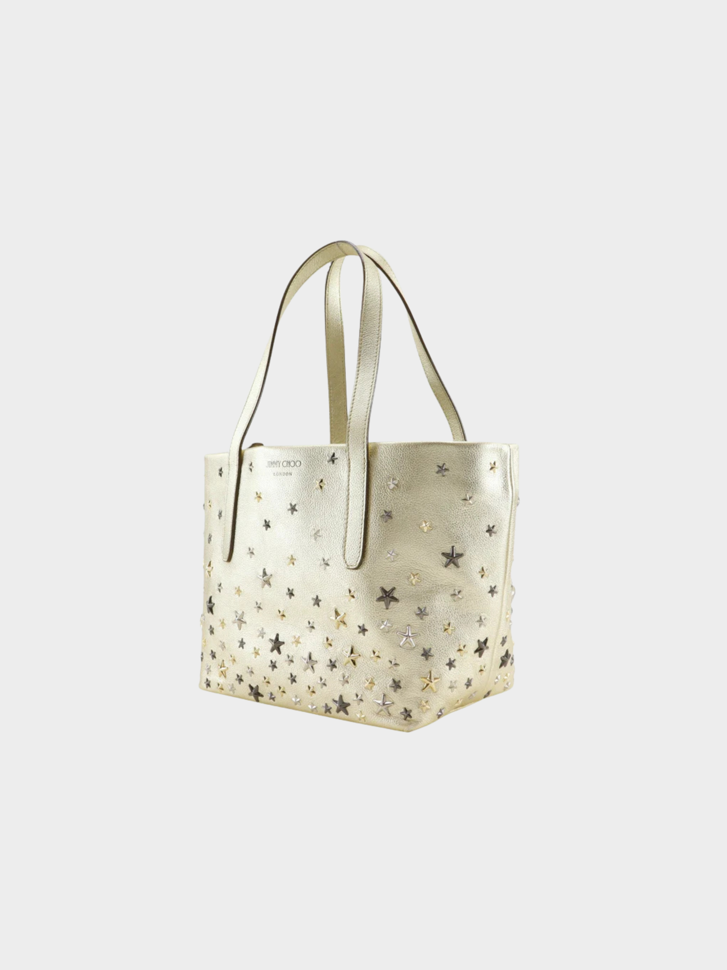 Jimmy Choo 2010s Silver Leather Star Stud Sophia Tote Bag