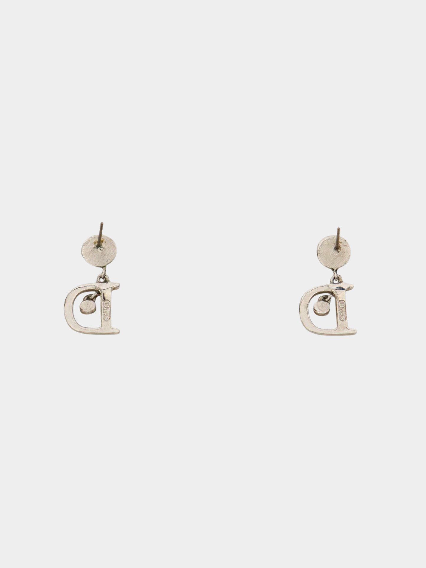 Christian Dior 2000s Silver Plated Metal Logo Earrings
