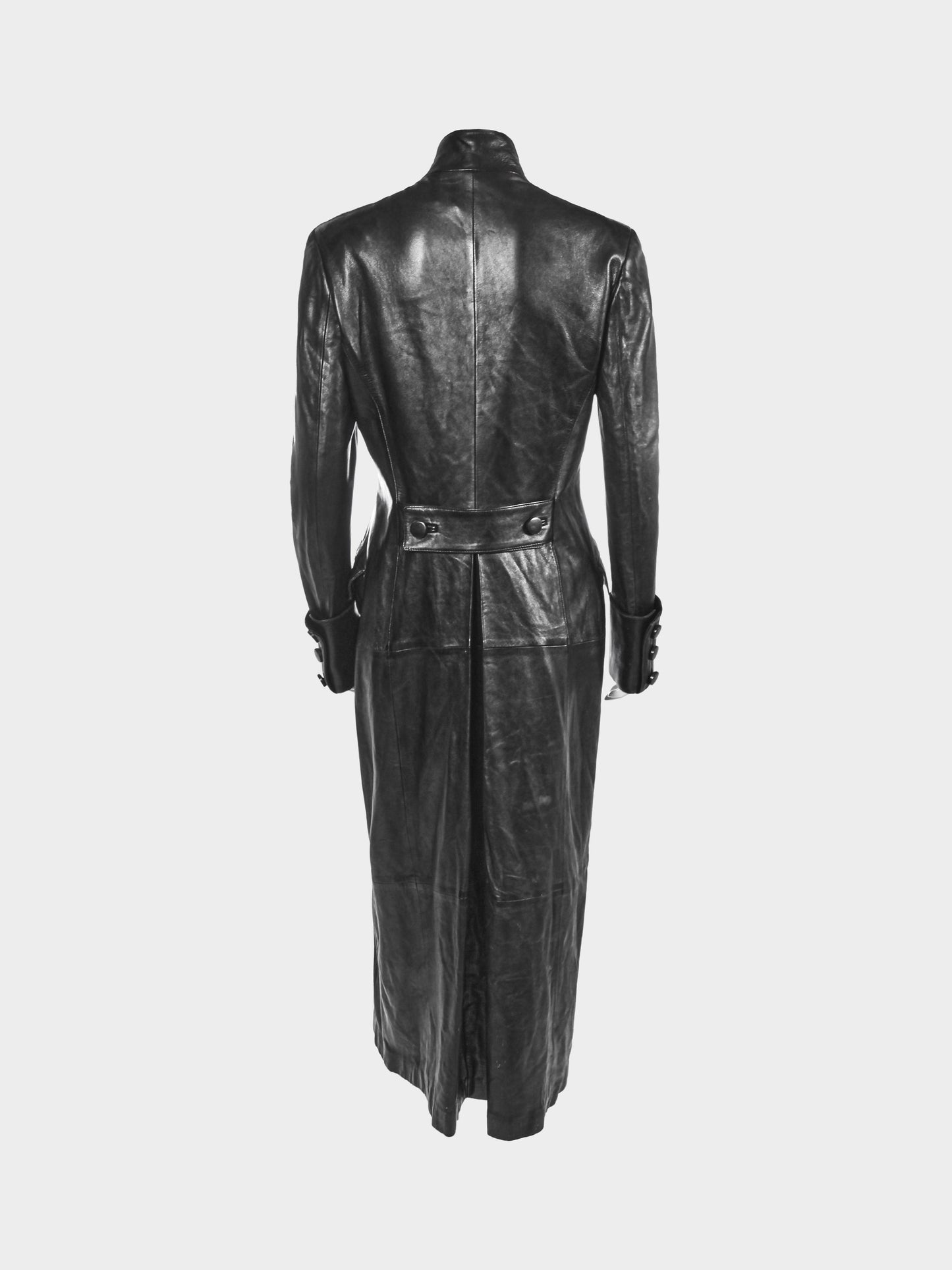 Yves Saint Laurent FW 2001-2002 Rive Gauche Black Leather Coat