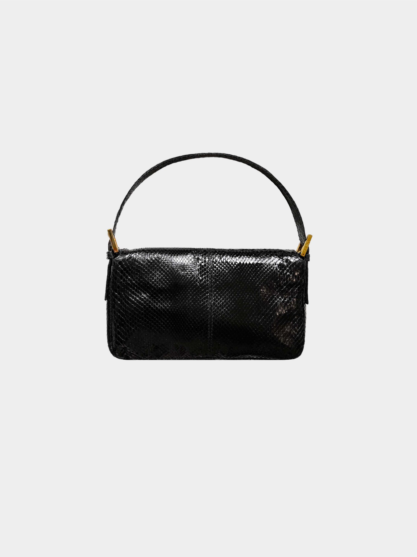 Fendi 2010s Limited Edition Black Snakeskin Baguette
