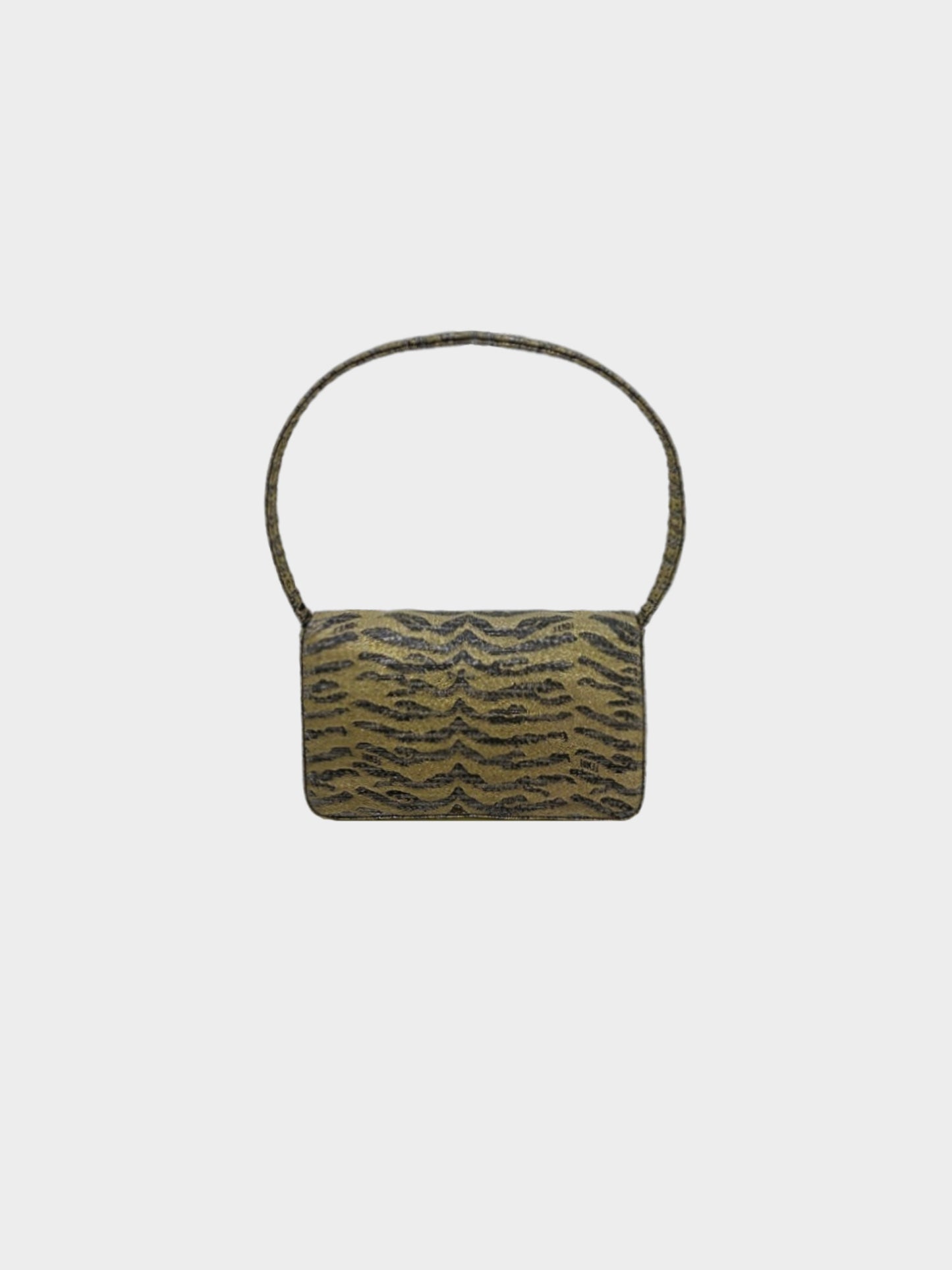 Fendi 2000s Rare Gold and Navy Glitter Tiger Print Mini Bag
