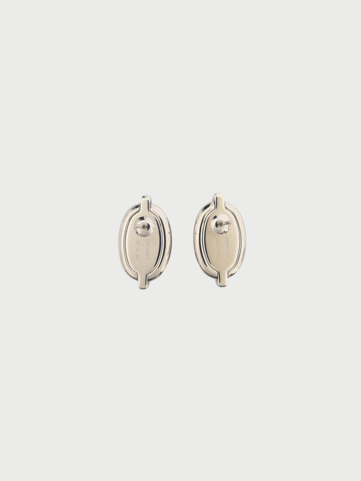 Hermès 2000s Silver Black Plated Metal Mini Maillon Earrings