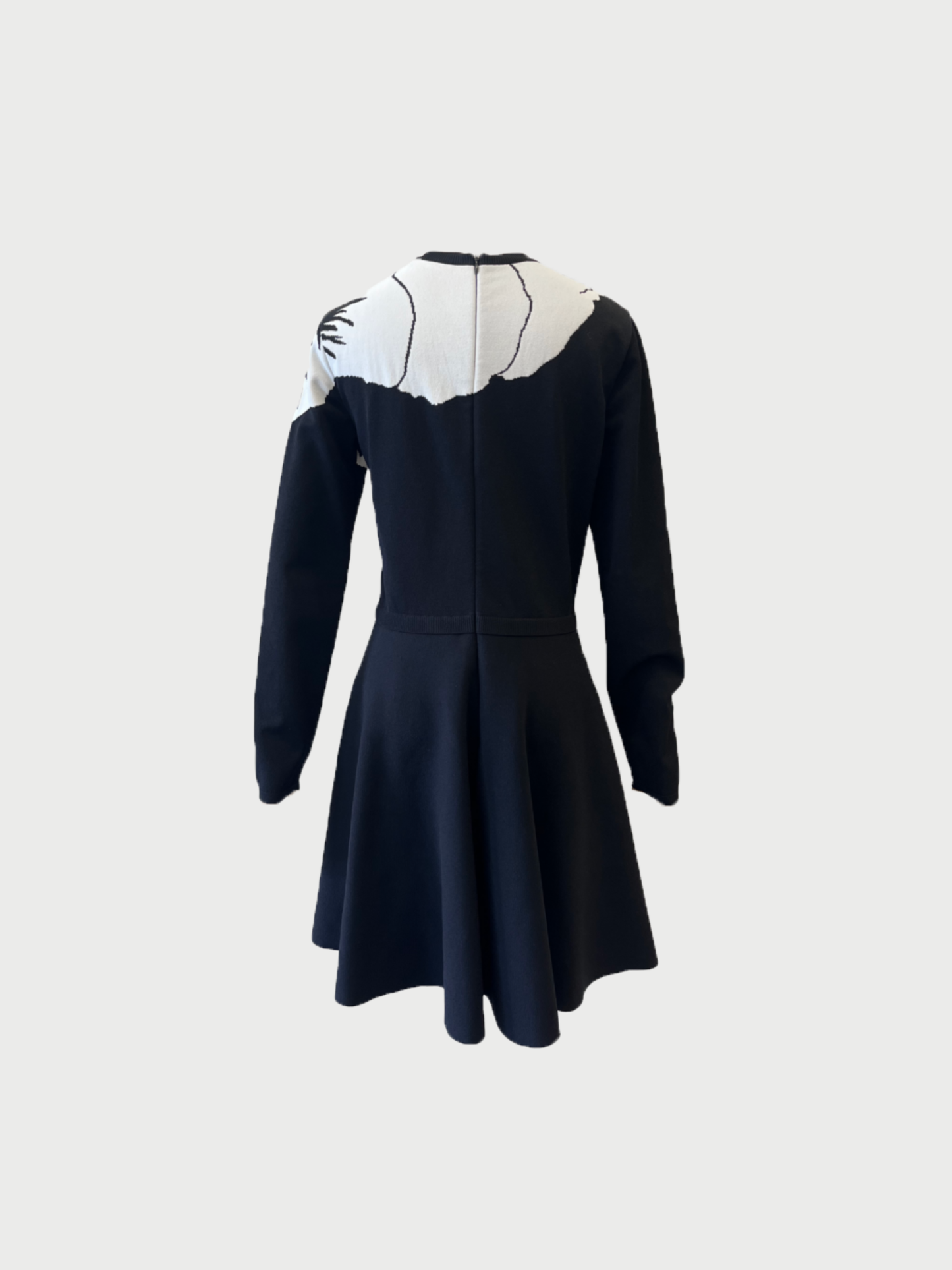 Valentino 2010s Black Knit Pansy Flower Dress