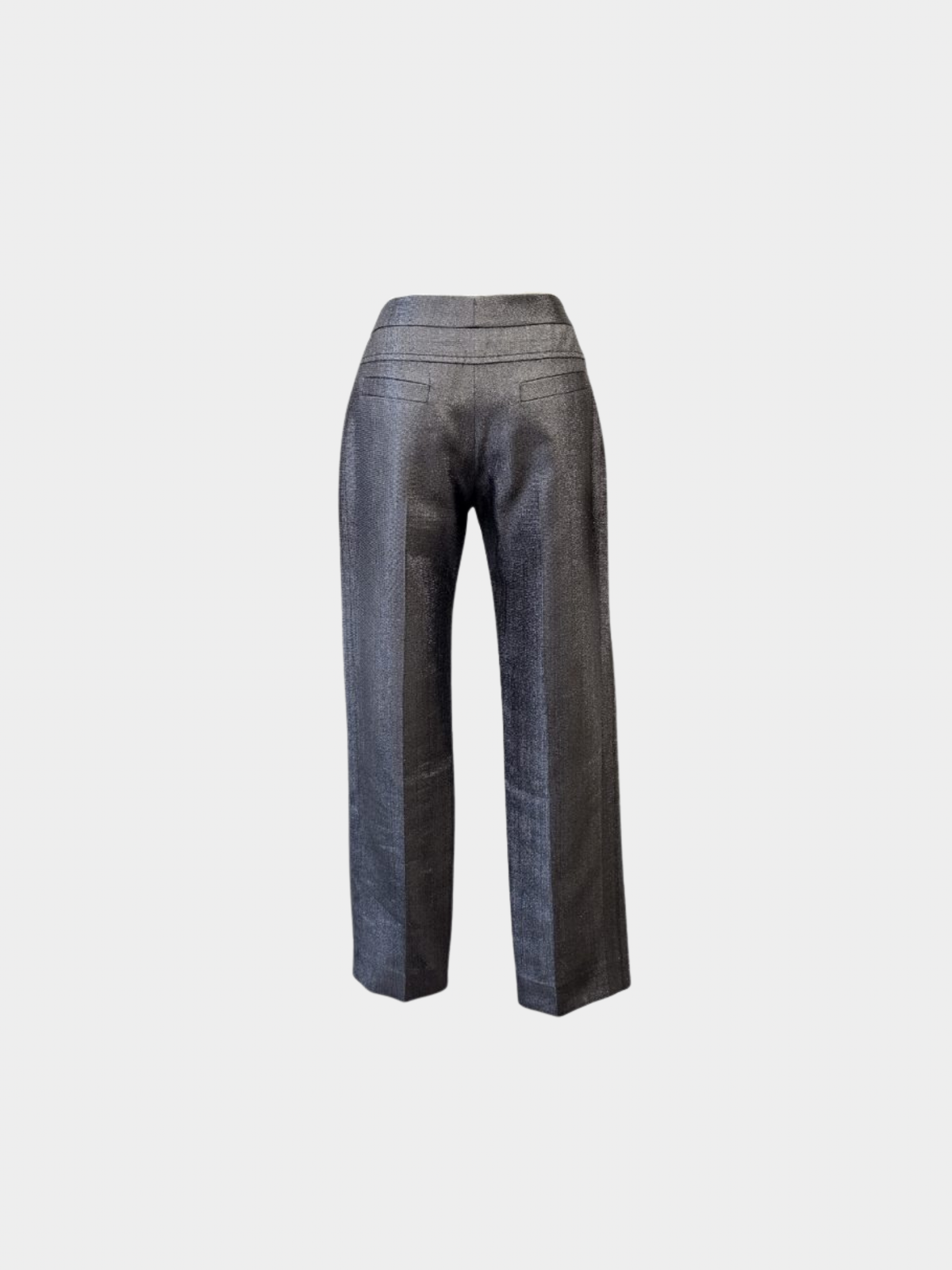Chloé 2000s Taupe Metallic Acetate Silk Straight Leg Pants