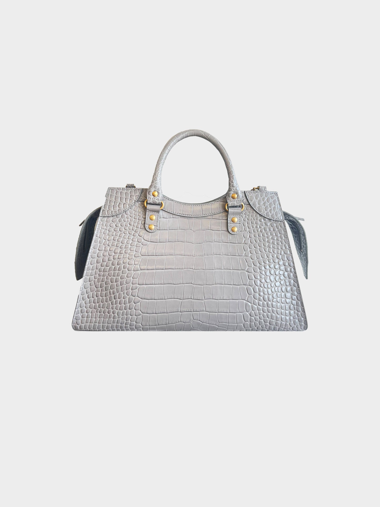 Balenciaga 2021 Grey Croc Embossed Neo Classic City Tote