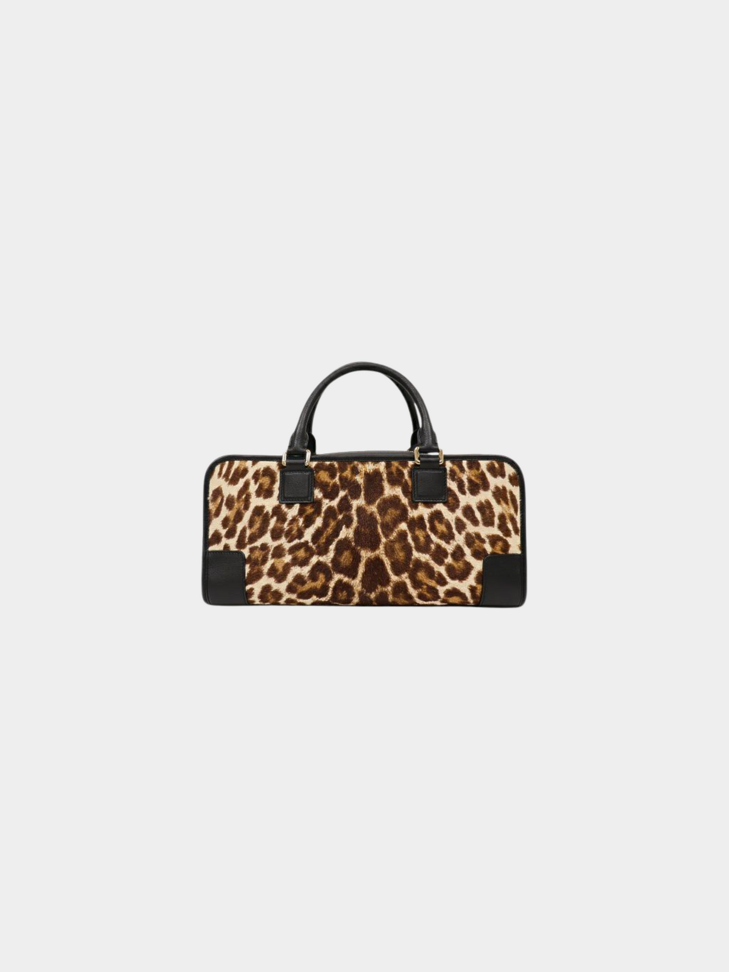 Loewe 2000s Black and Leopard Leather Pony Hair Amazona 36 Bag