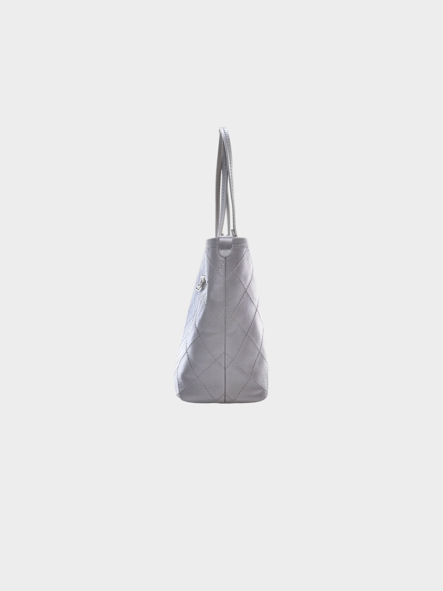 Chanel 2014-2015 Metallic Silver Caviar Shopping Tote