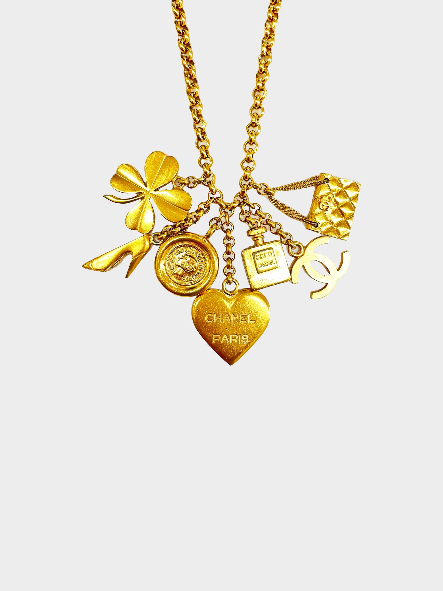 Chanel 1996 Vintage Gold Lucky Charm Pendant Necklace