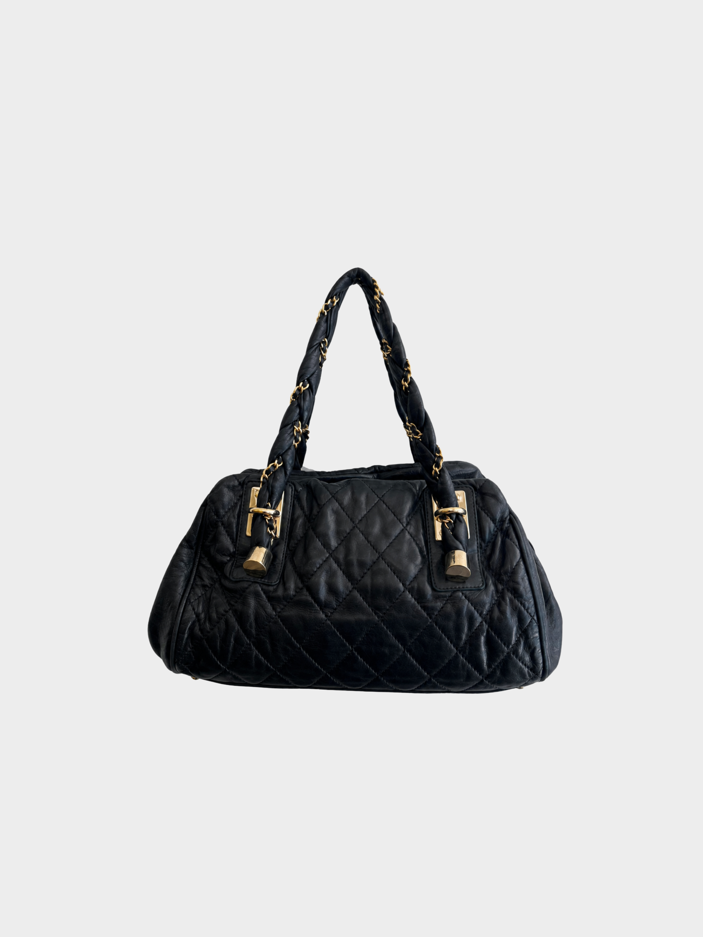 Chanel 2007 Black Quilted Leather Lady Braid Satchel Bag