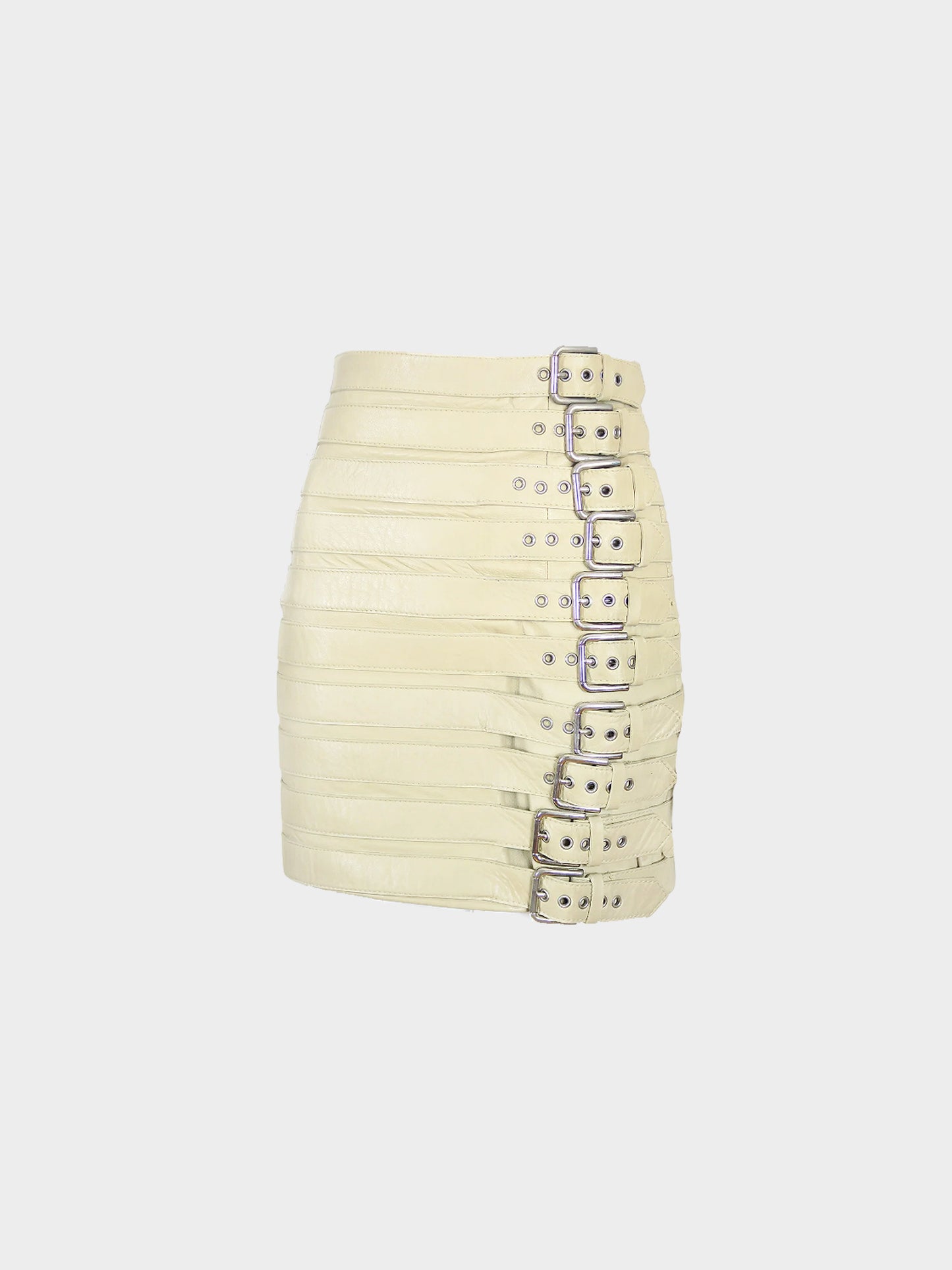 Dolce and Gabbana SS 2003 Beige Leather Belt and Buckle Skirt