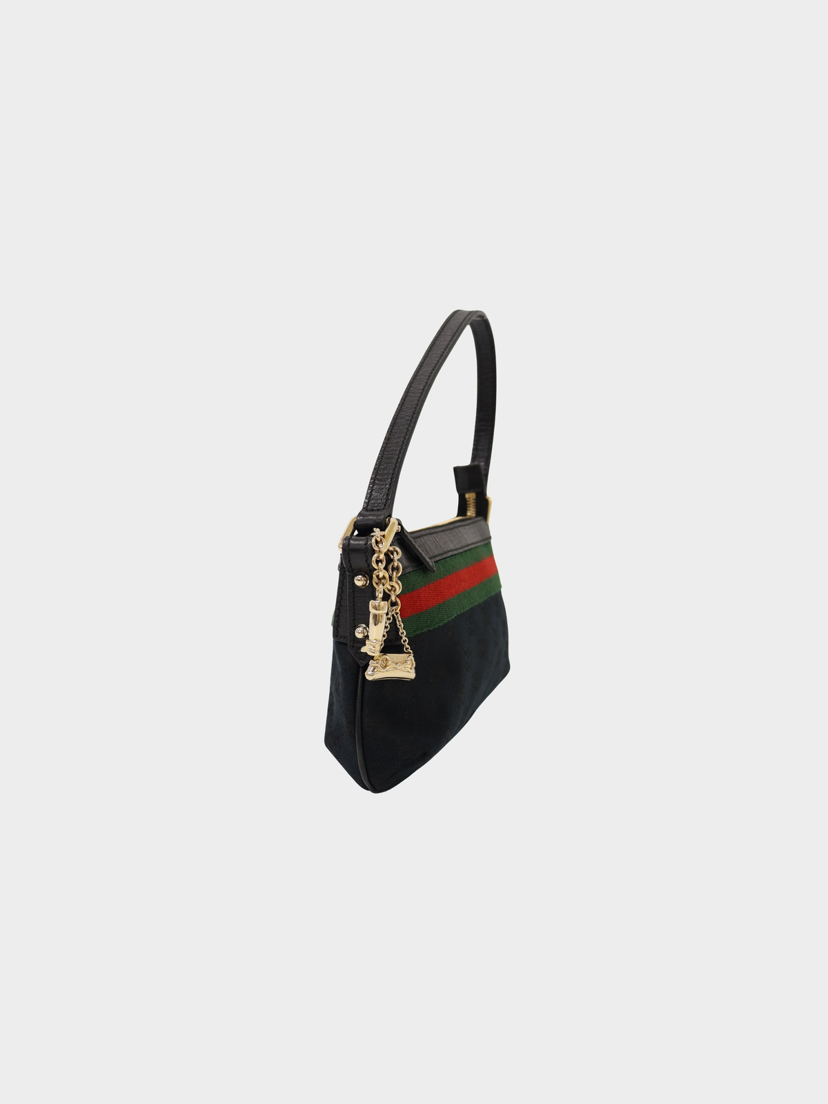 Gucci 2000s Black Sherry Line GG Canvas One-Shoulder Bag