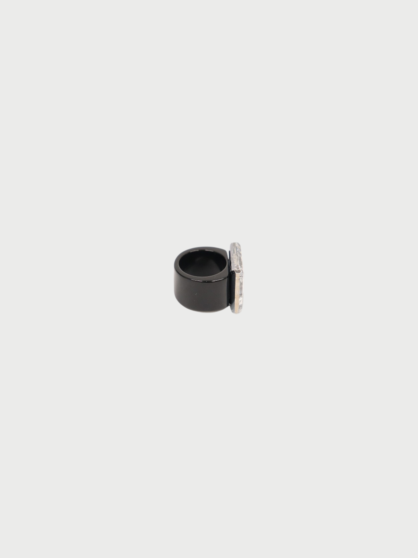 Chanel 2005 Black Clear Plastic COCO Square Ring