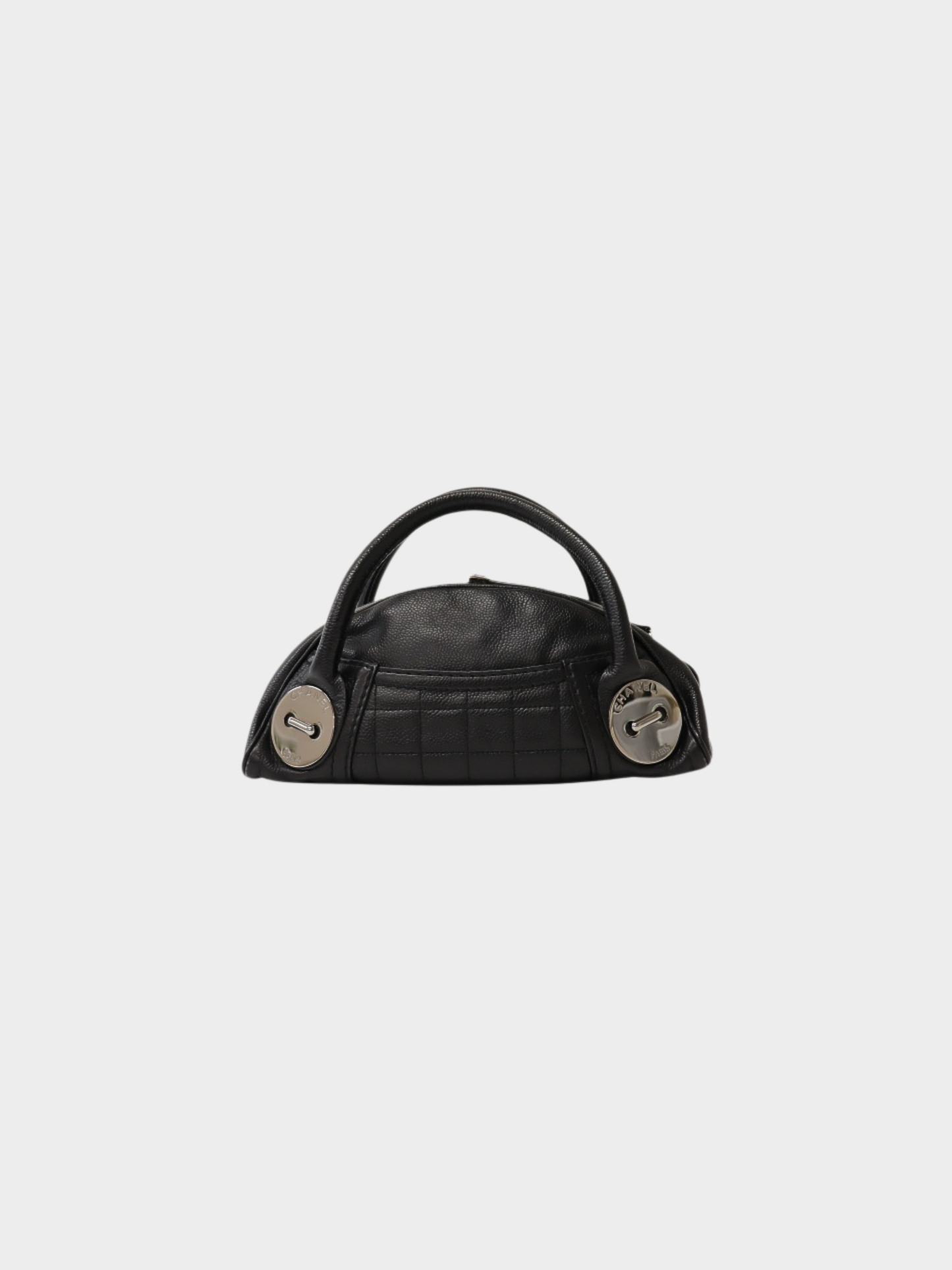 Chanel 2000s Black Lambskin Chocolate Bar Mini Boston Bag