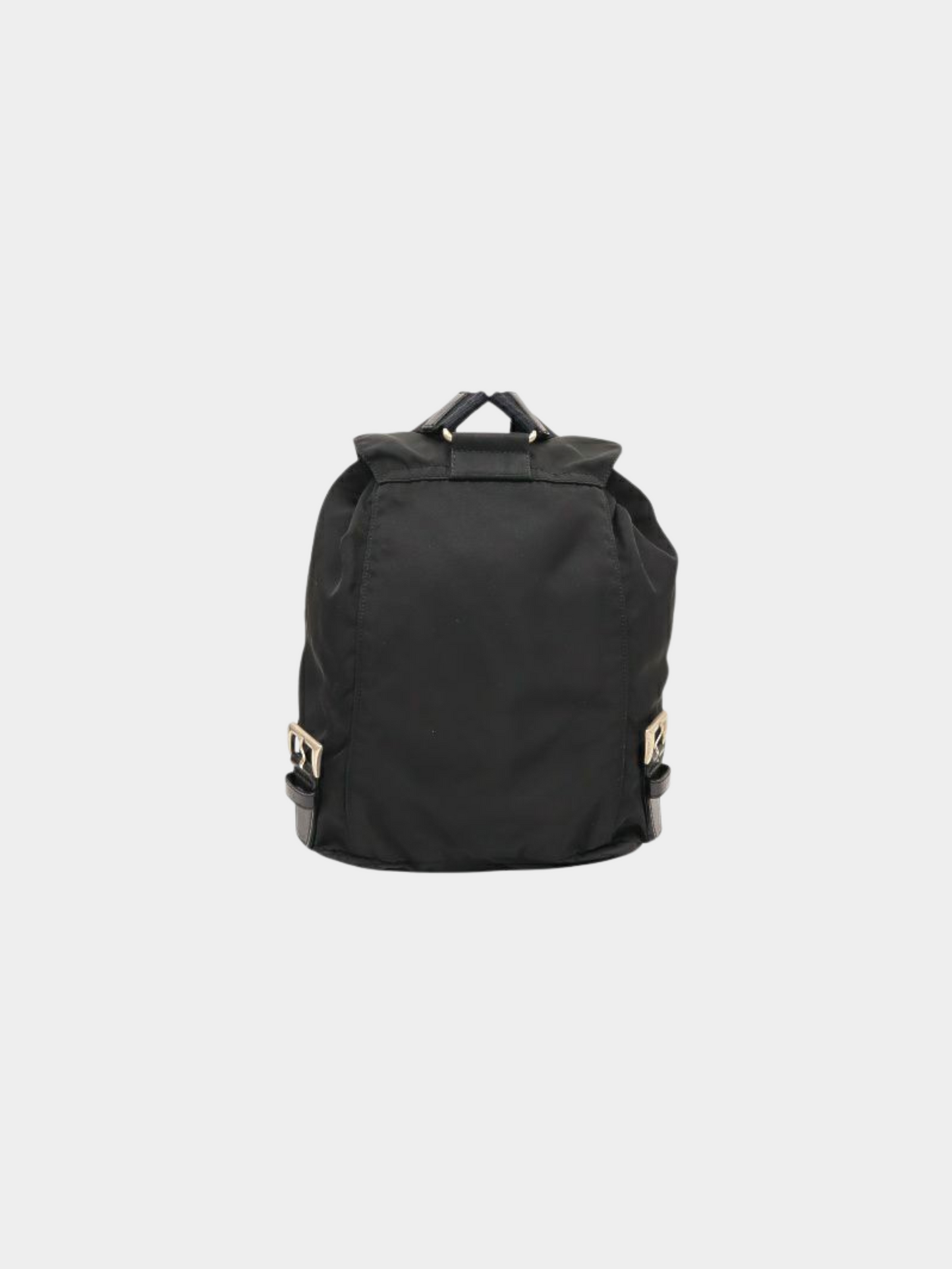 Prada 1990s Black Nylon and Leather Triangle Logo Backpack