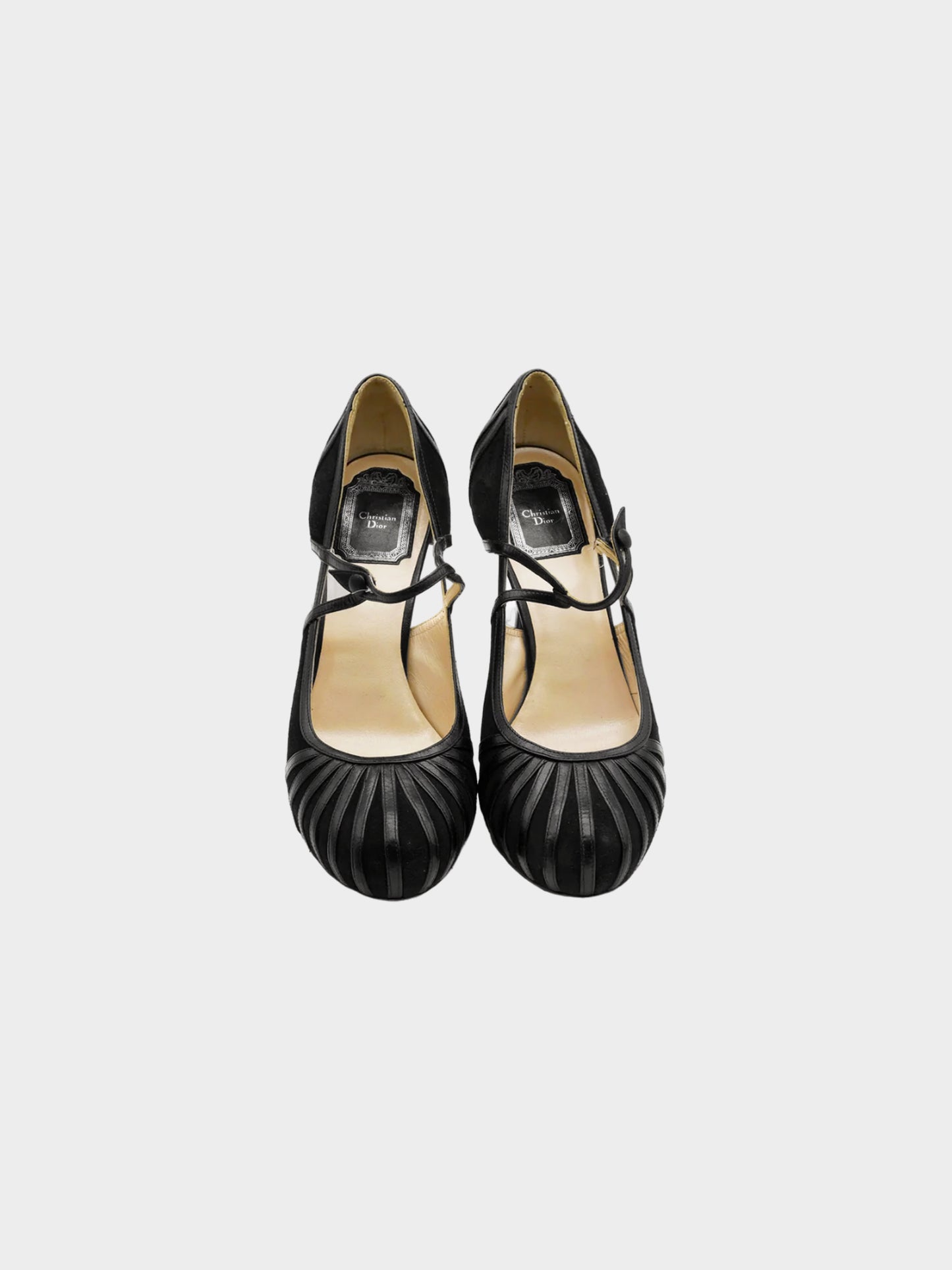 Christian Dior by John Galliano 2000s Black Suede and Leather Mary Jane Pumps