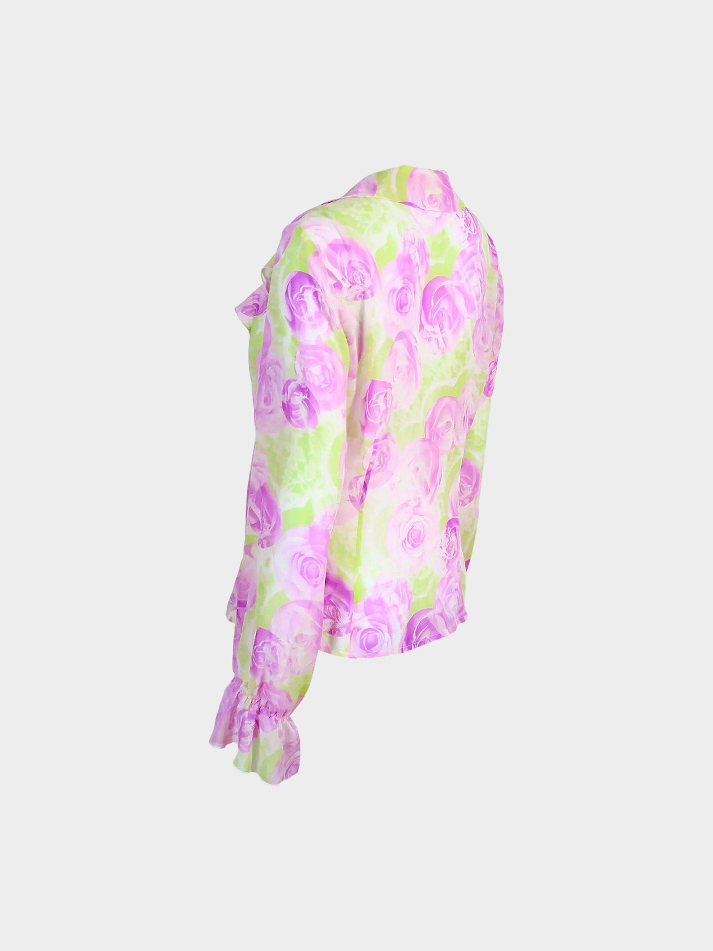 Escada Mid 2010s Floral Print Silk Blouse