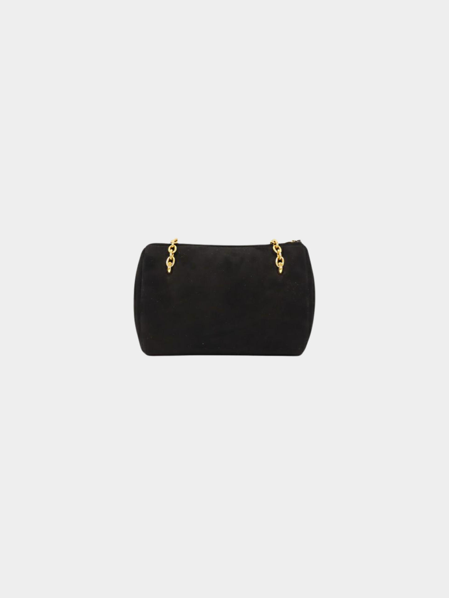Christian Dior 2000s Black CD Oval Chain Suede Shoulder Bag