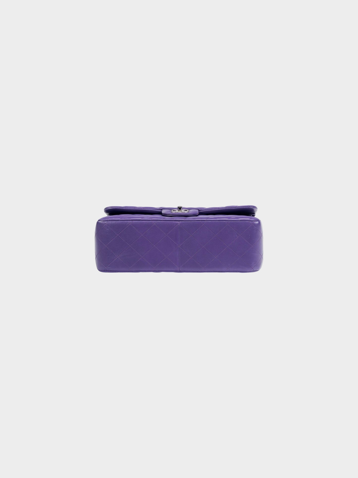 Chanel 2015 Purple Quilted Leather Jumbo Classic Double Flap Bag