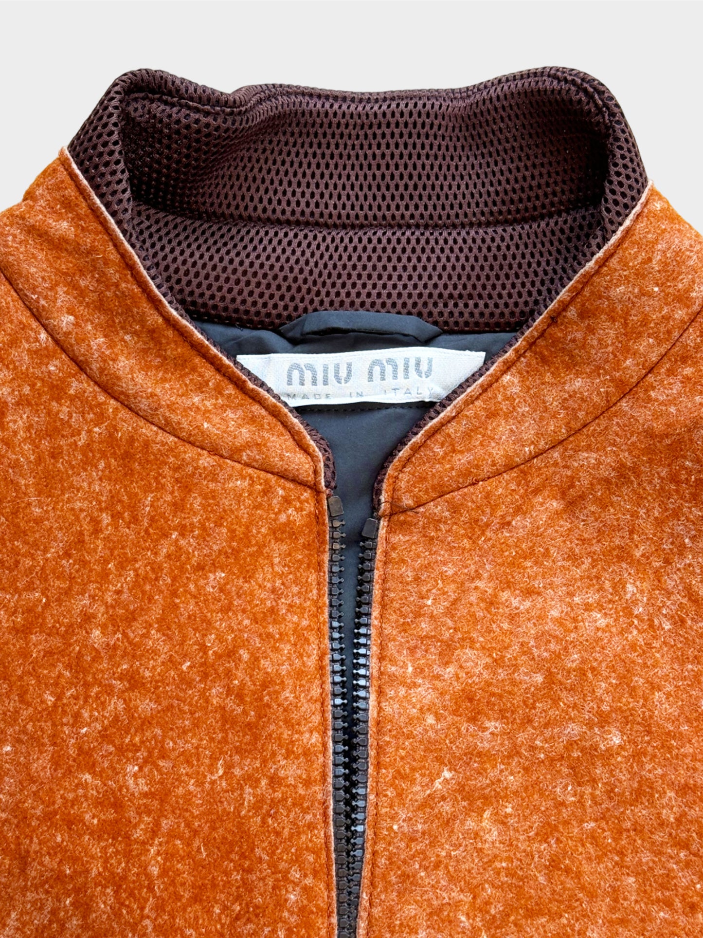 Miu Miu 1990s Orange Zip-up Trench Coat with Belt