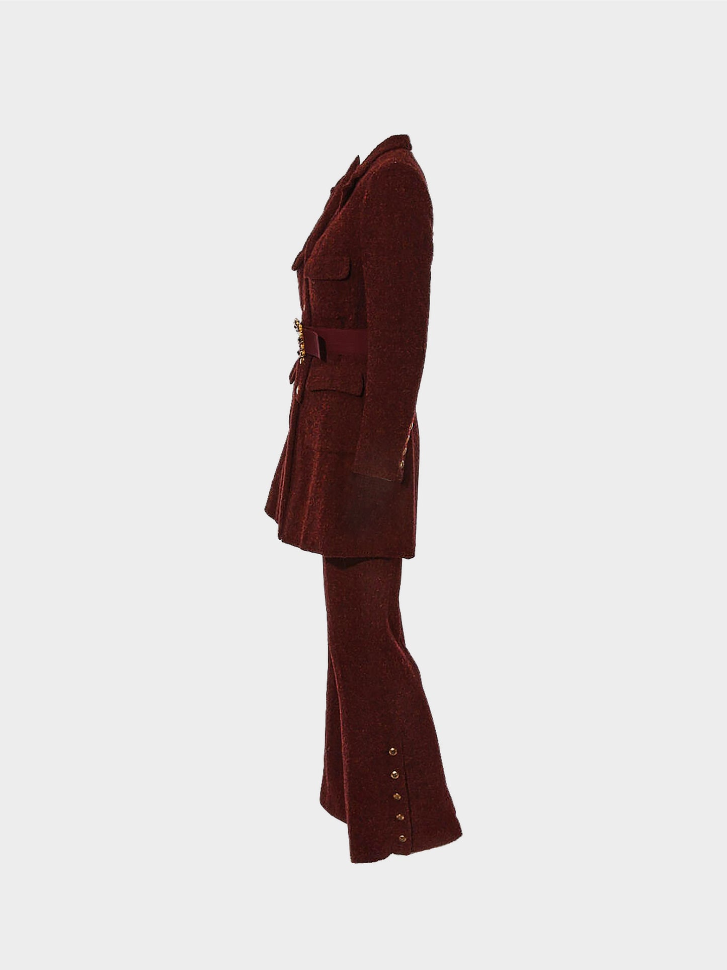 Chanel Couture FW 2001-2002 Rust Brown Bouclé Wool Suit Set