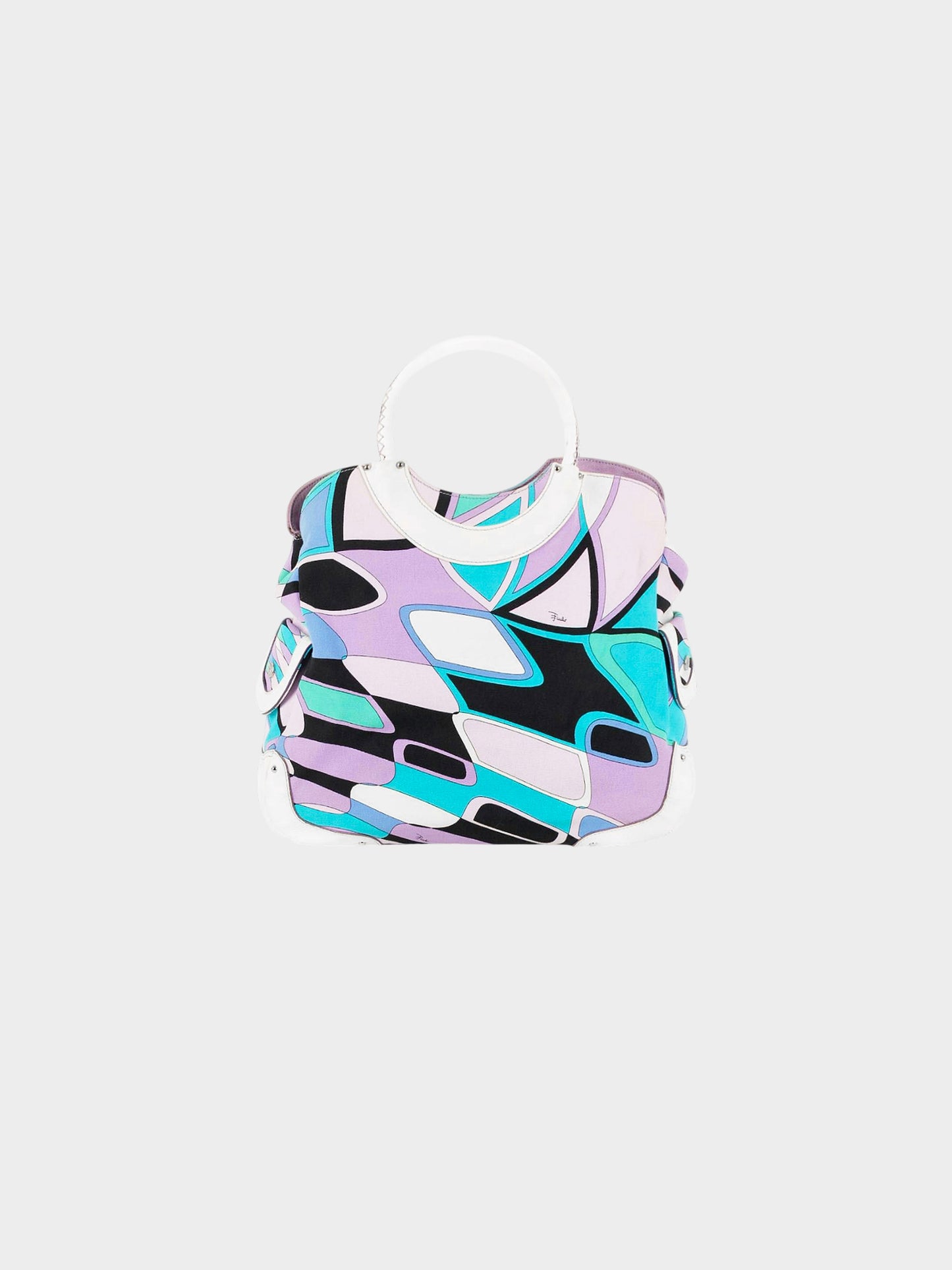 Emilio Pucci 1990s Psychedelic Print Canvas and Leather Bag