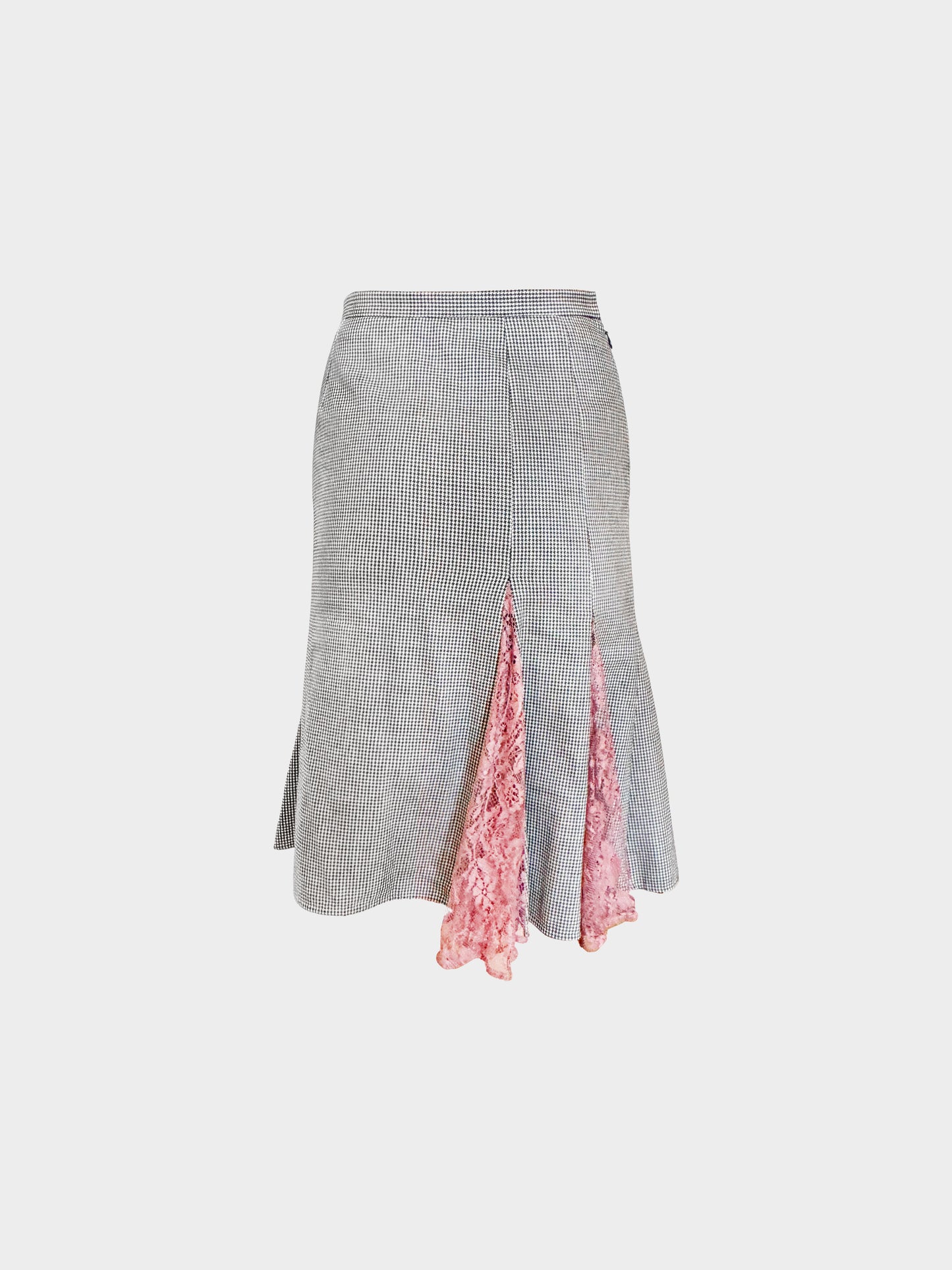 Dolce and Gabbana 2000s Houndstooth Lace Paneled Skirt