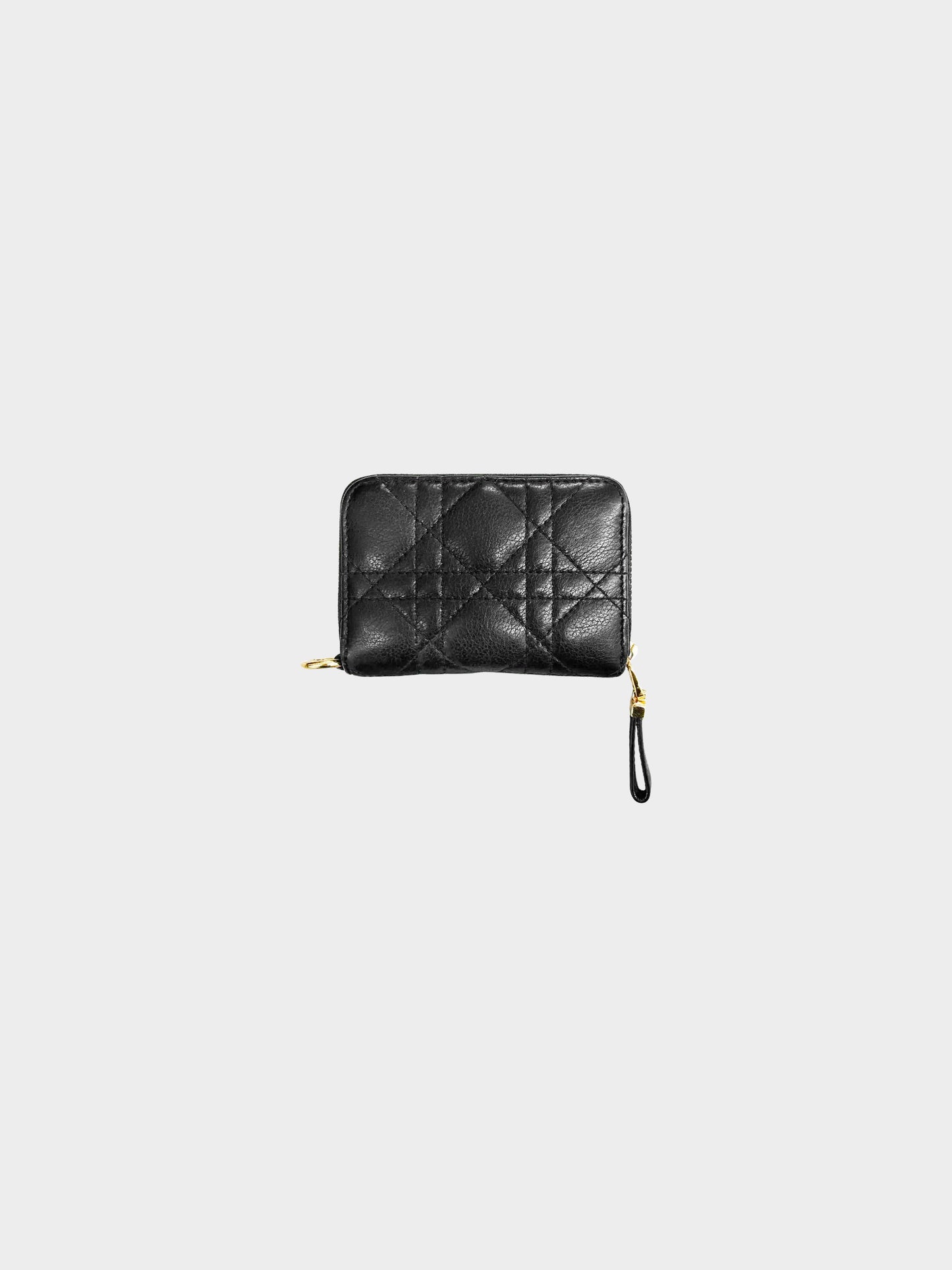 Christian Dior 2021 Black Calfskin Leather Cannage Quilt Cardholder