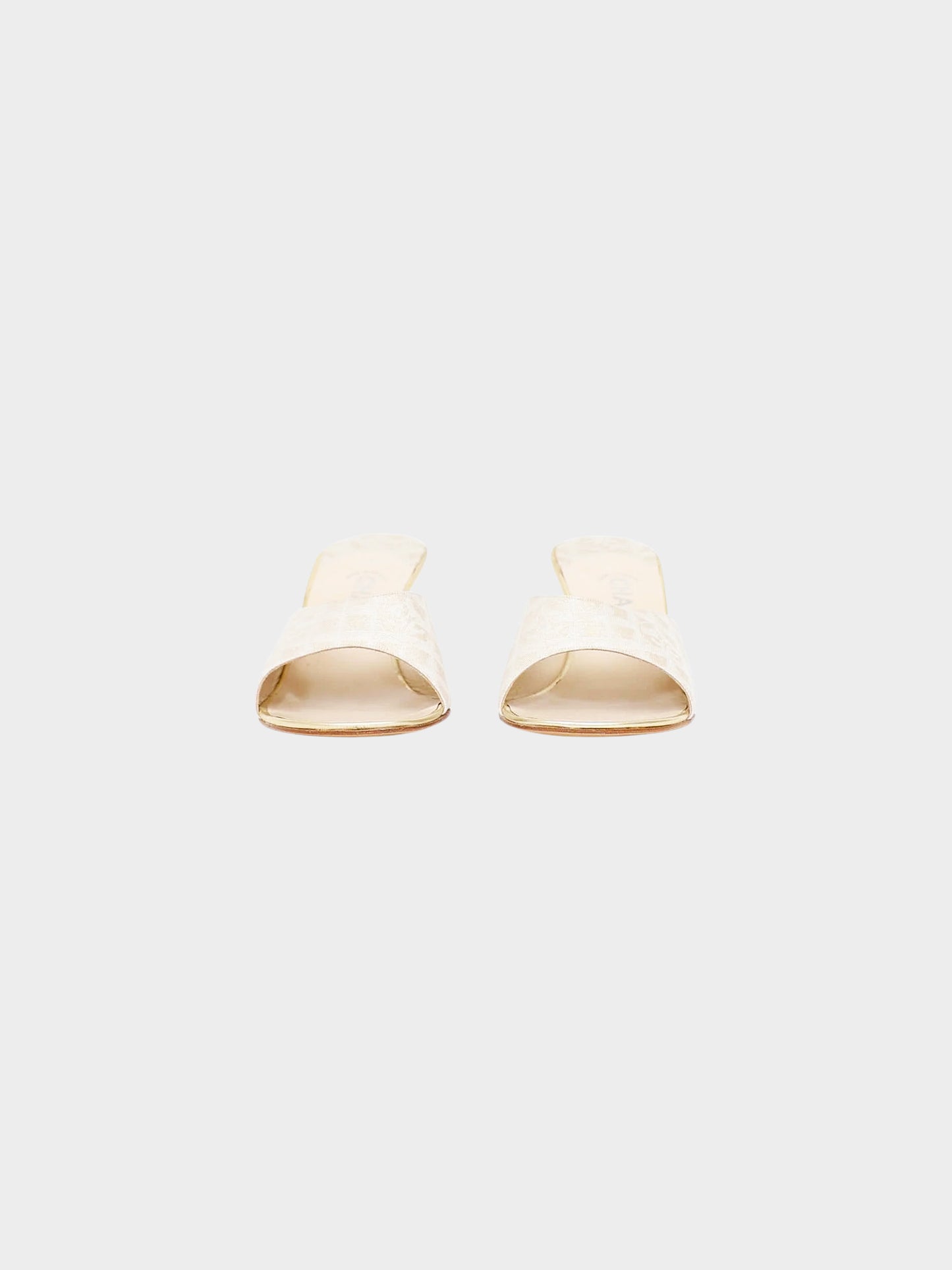 Chanel 2000s Gold Travel Ligne Heeled Mules