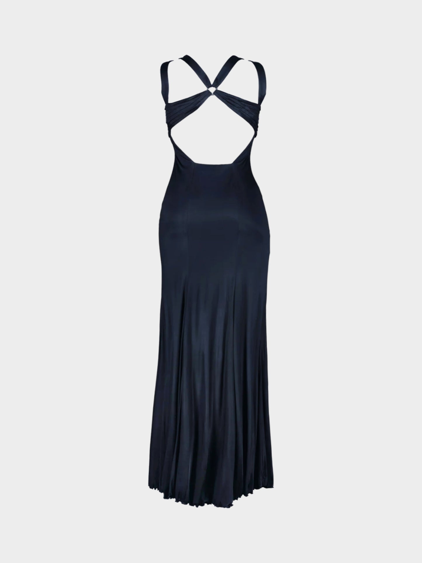 Gianni Versace 2010 Dark Blue Multi Strap Long Silk Dress