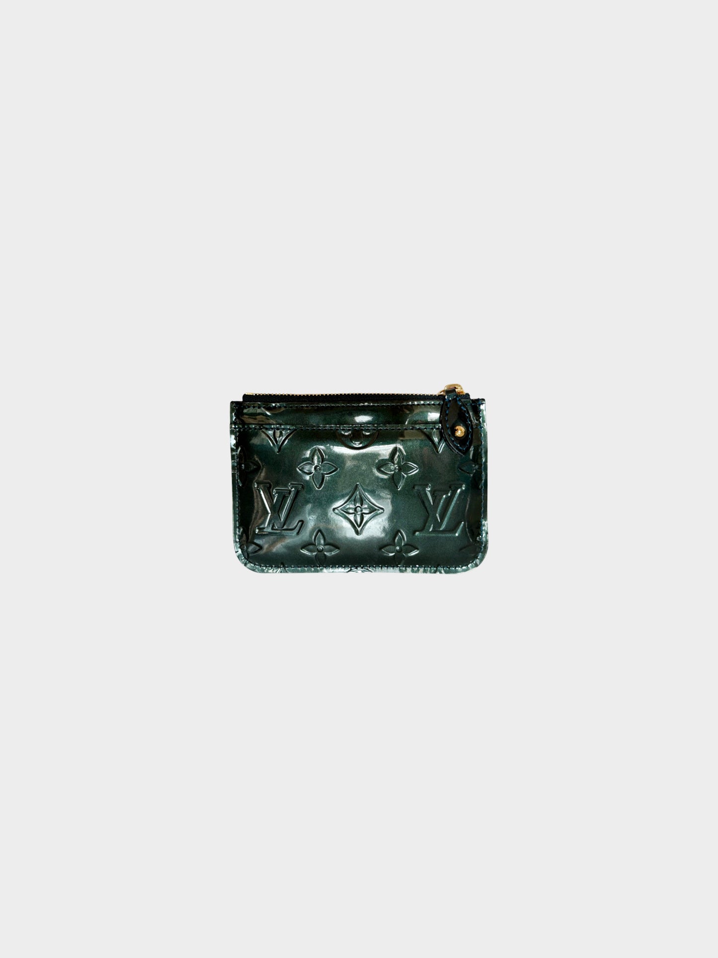 Louis Vuitton 2000s Dark Green Vernis Leather Pochette Clefs Key Pouch