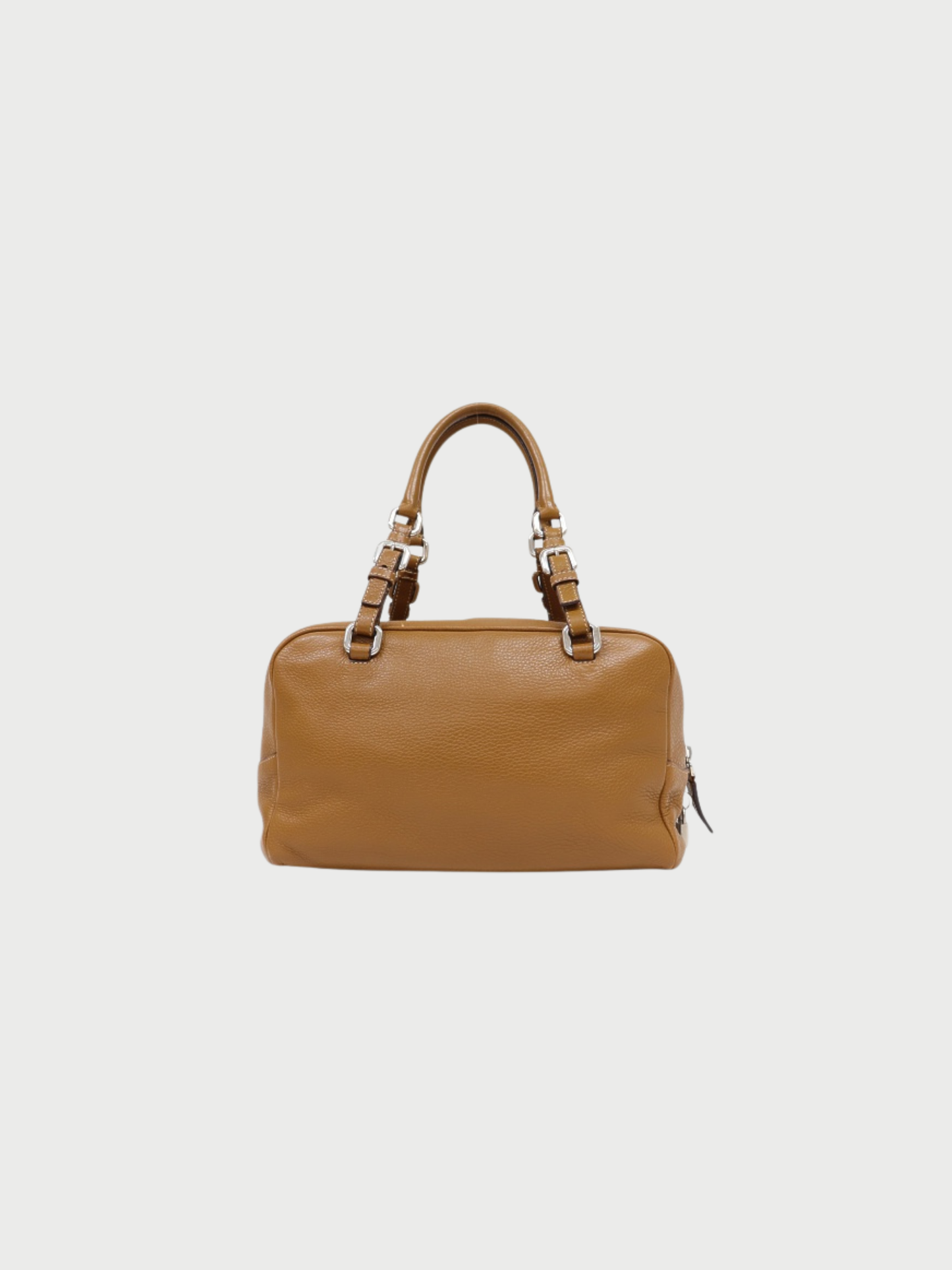 Prada 2000s Brown Leather Logo Embossed Handbag