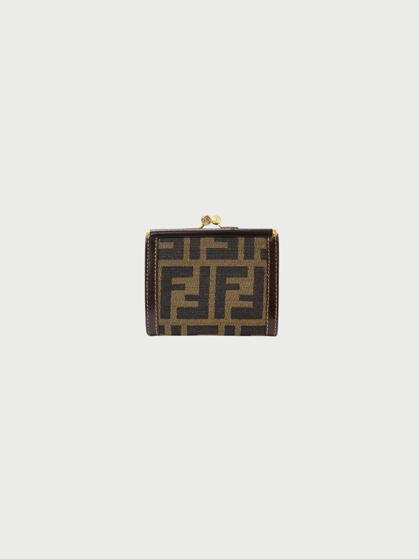 Fendi 2000s Brown Leather Zucca Coin Case