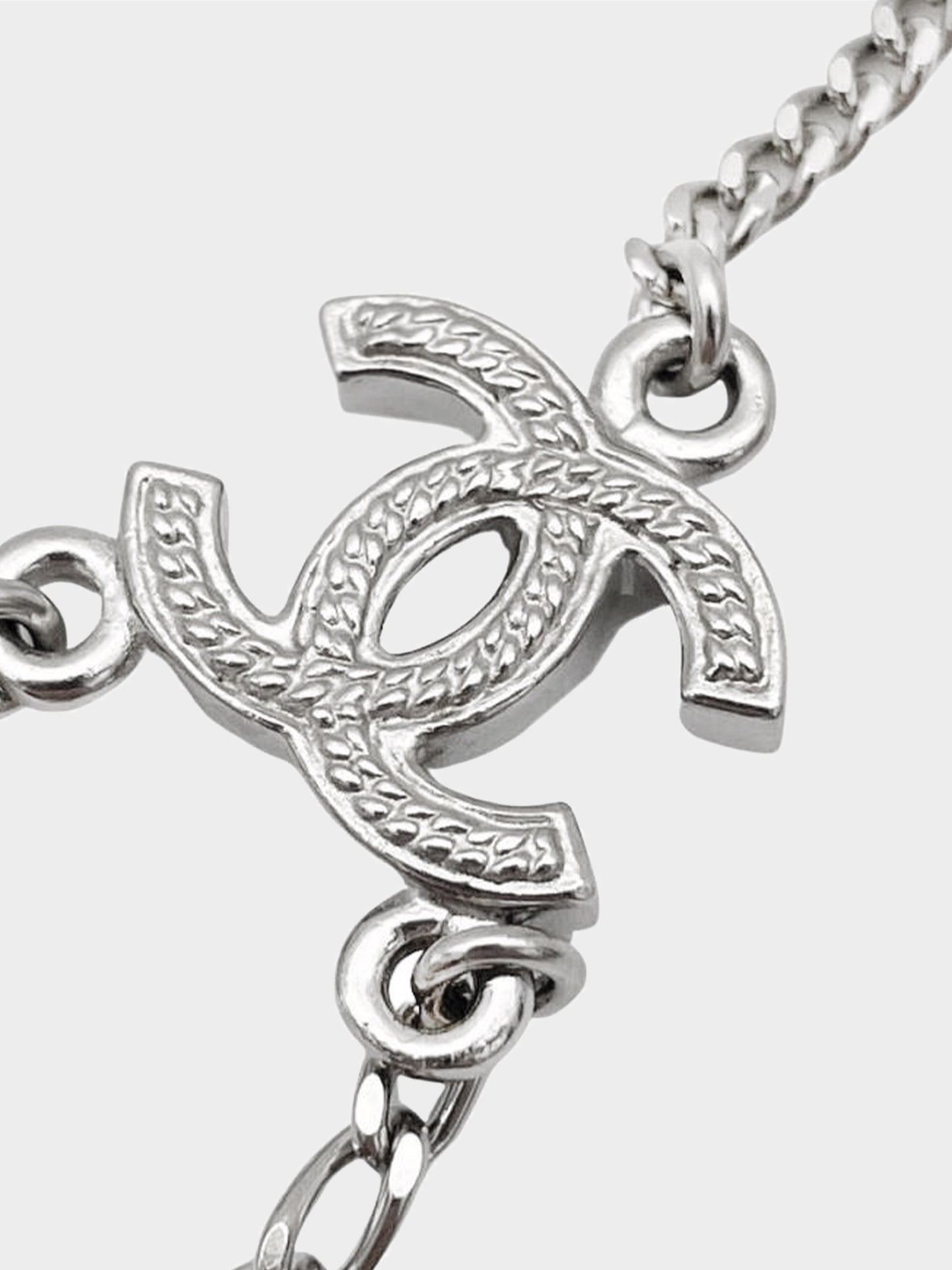 Chanel Spring 2006 Silver CC and Coin Double Strand Necklace