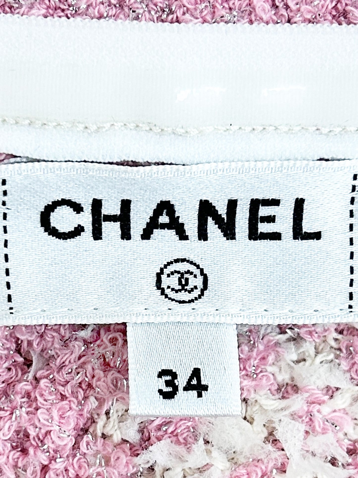 Chanel 2023 Pink and Ecru Knit Bandeau Top