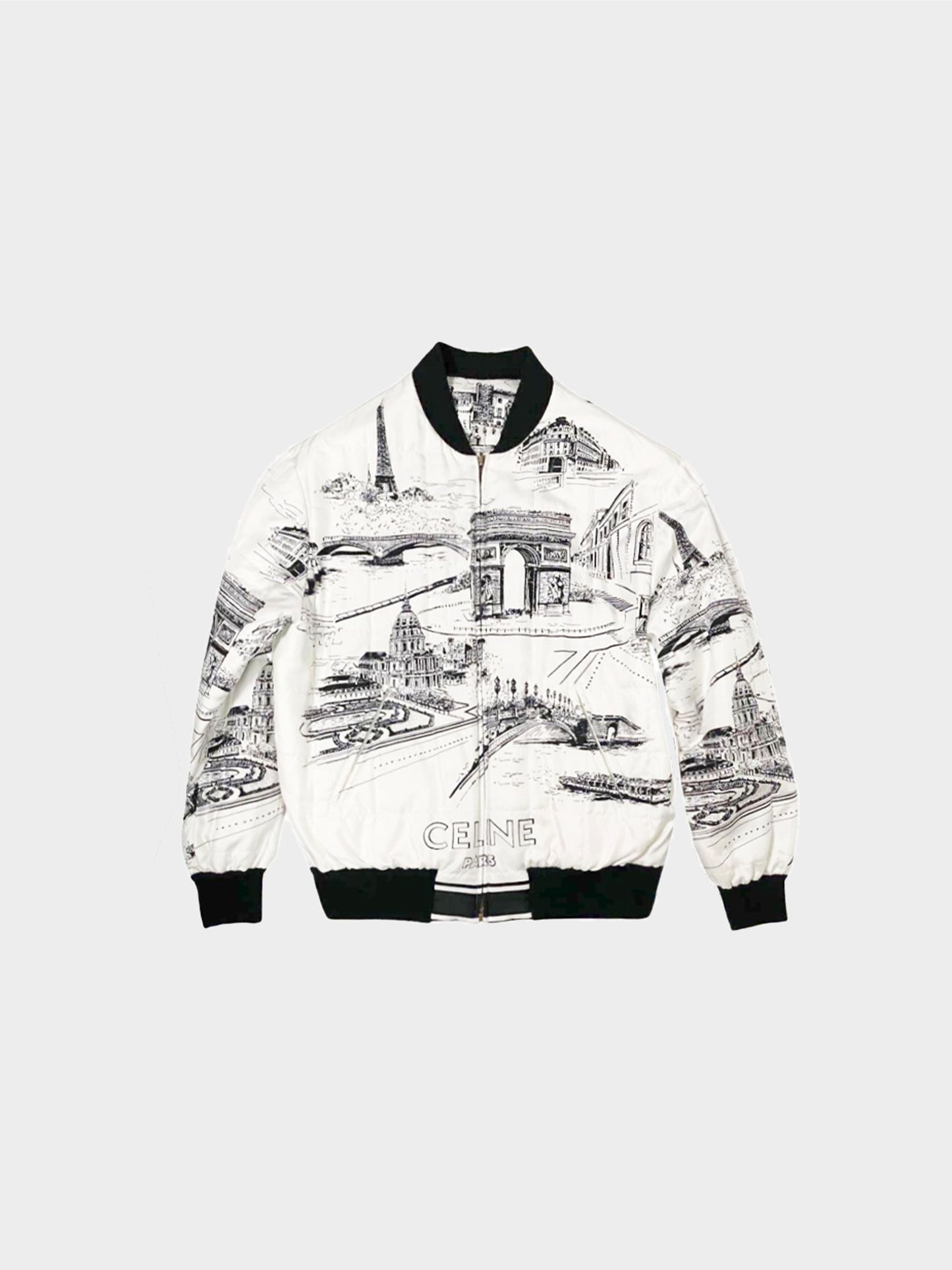 Celine SS 2021 White Reversible Runway Bomber Jacket