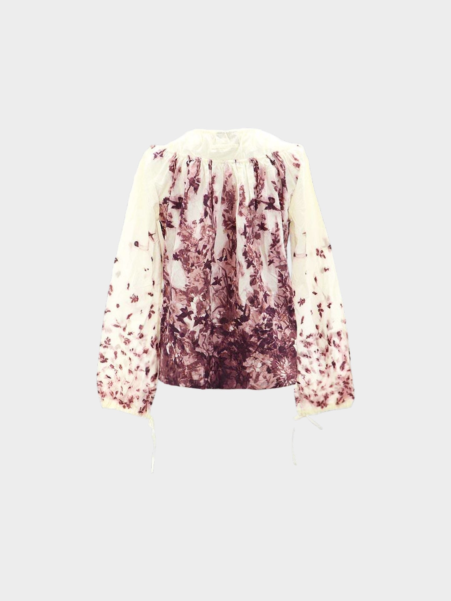 Jean Paul Gautier 2000s White and Purple Floral Print Off-shoulder Top