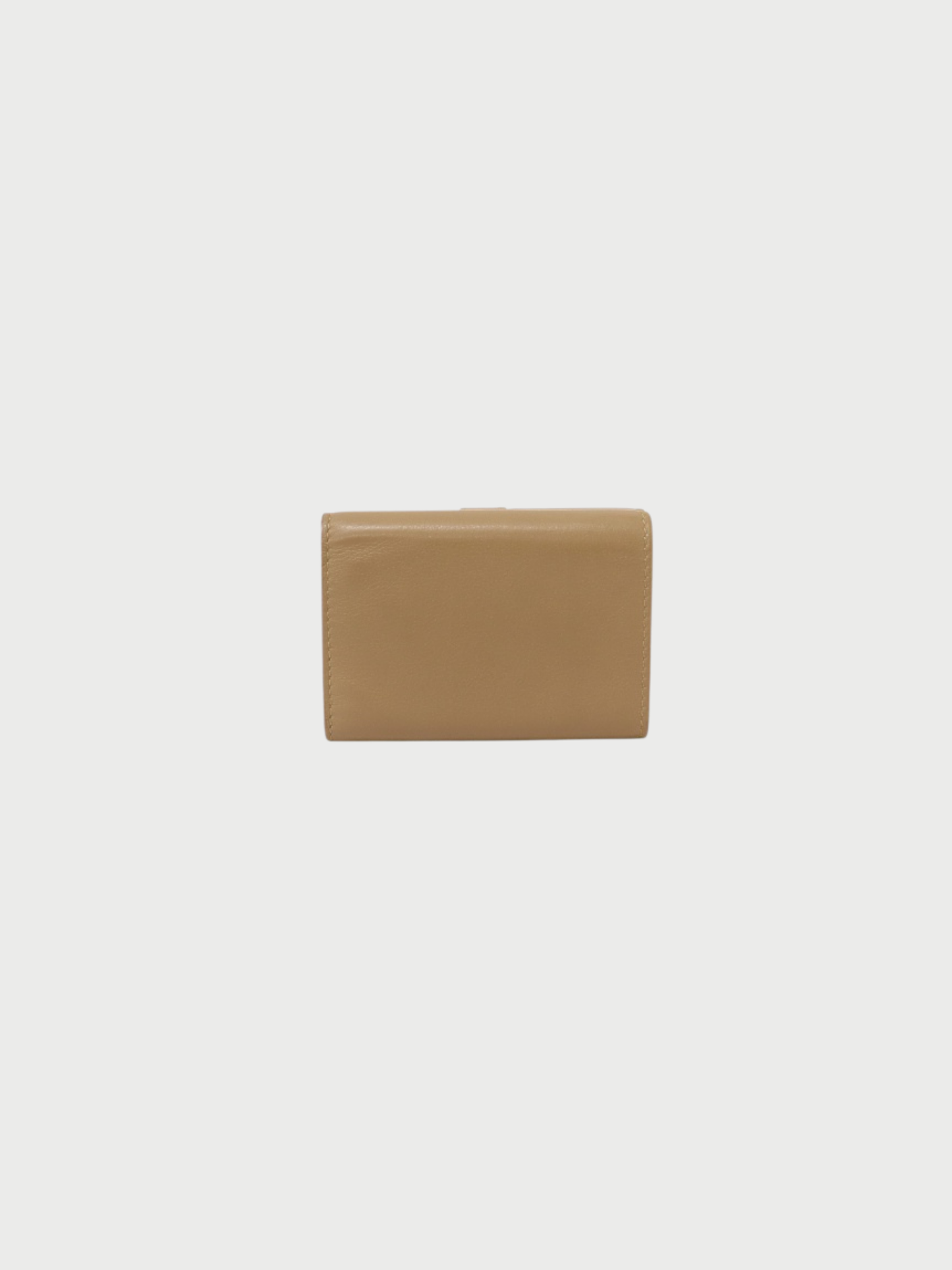 Yves Saint Laurent 2020s Beige Leather Logo Compact Wallet