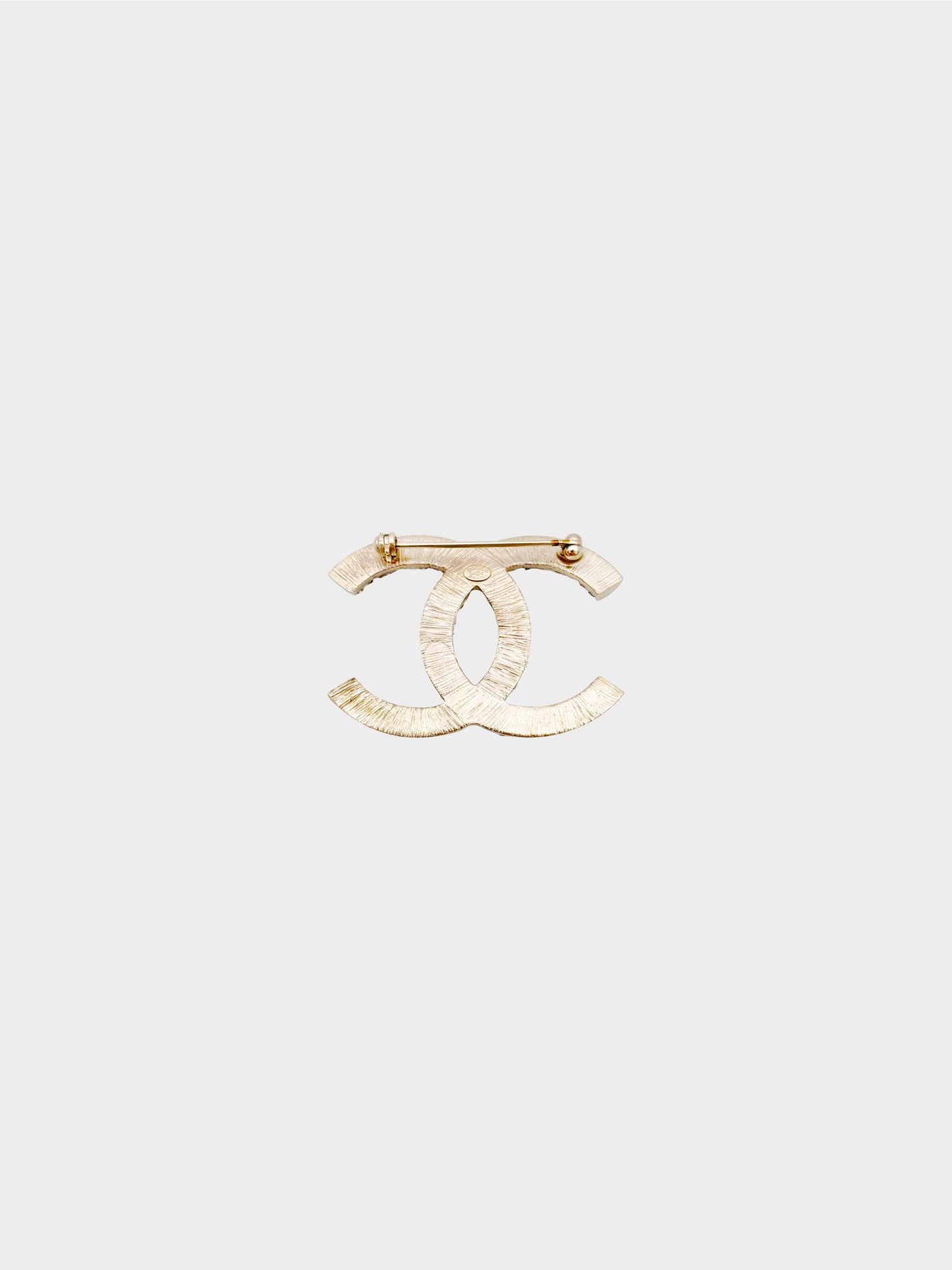 Chanel 2008 Champagne Gold CC Turquoise Studded Rhinestone Brooch
