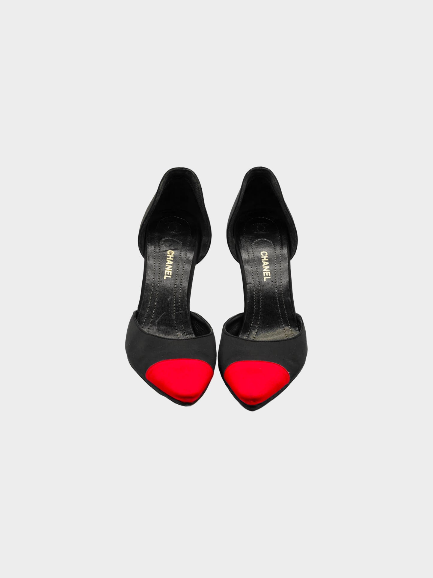 Chanel by Karl Lagerfeld 2000 Black Satin Allumette Pumps