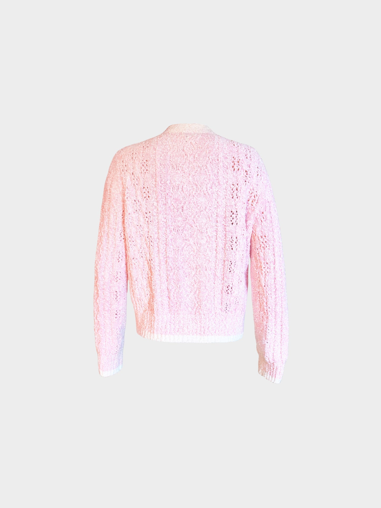 Chanel 2010s Pink and White Cotton Knitted Cardigan