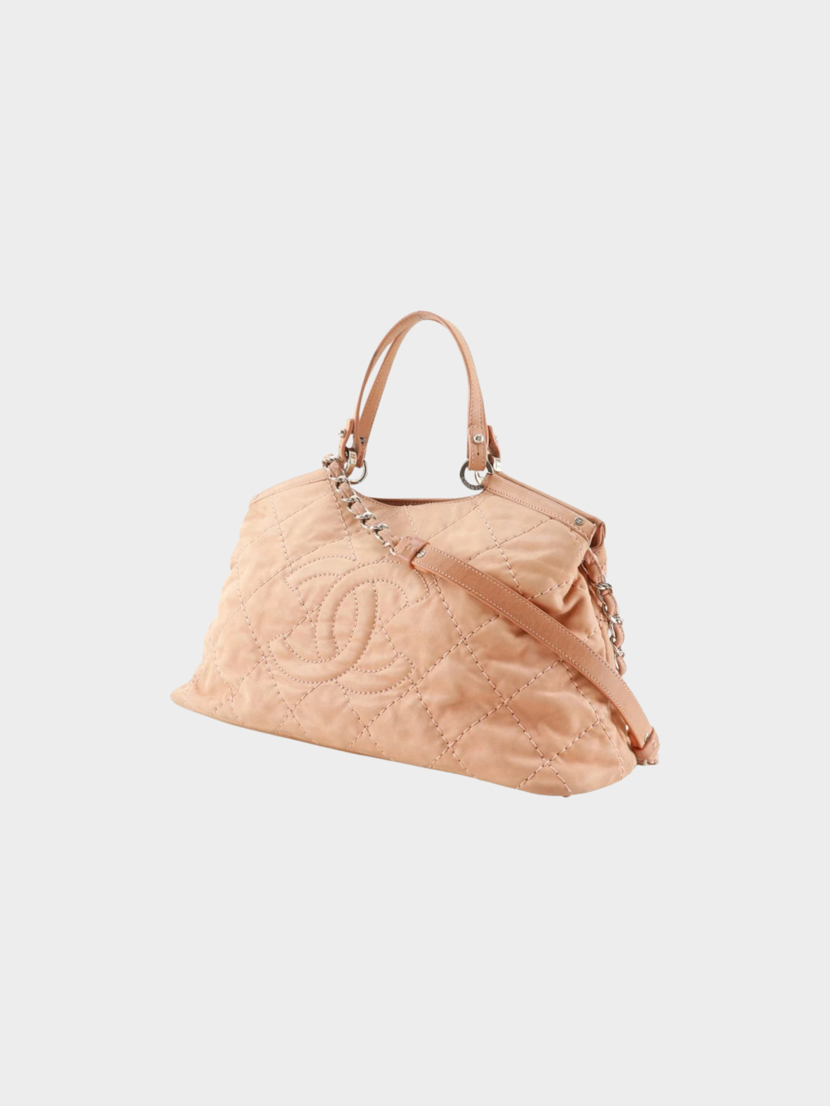 Chanel 2012 Salmon Pink Calfskin Stitched CC 2-Way Shoulder Bag