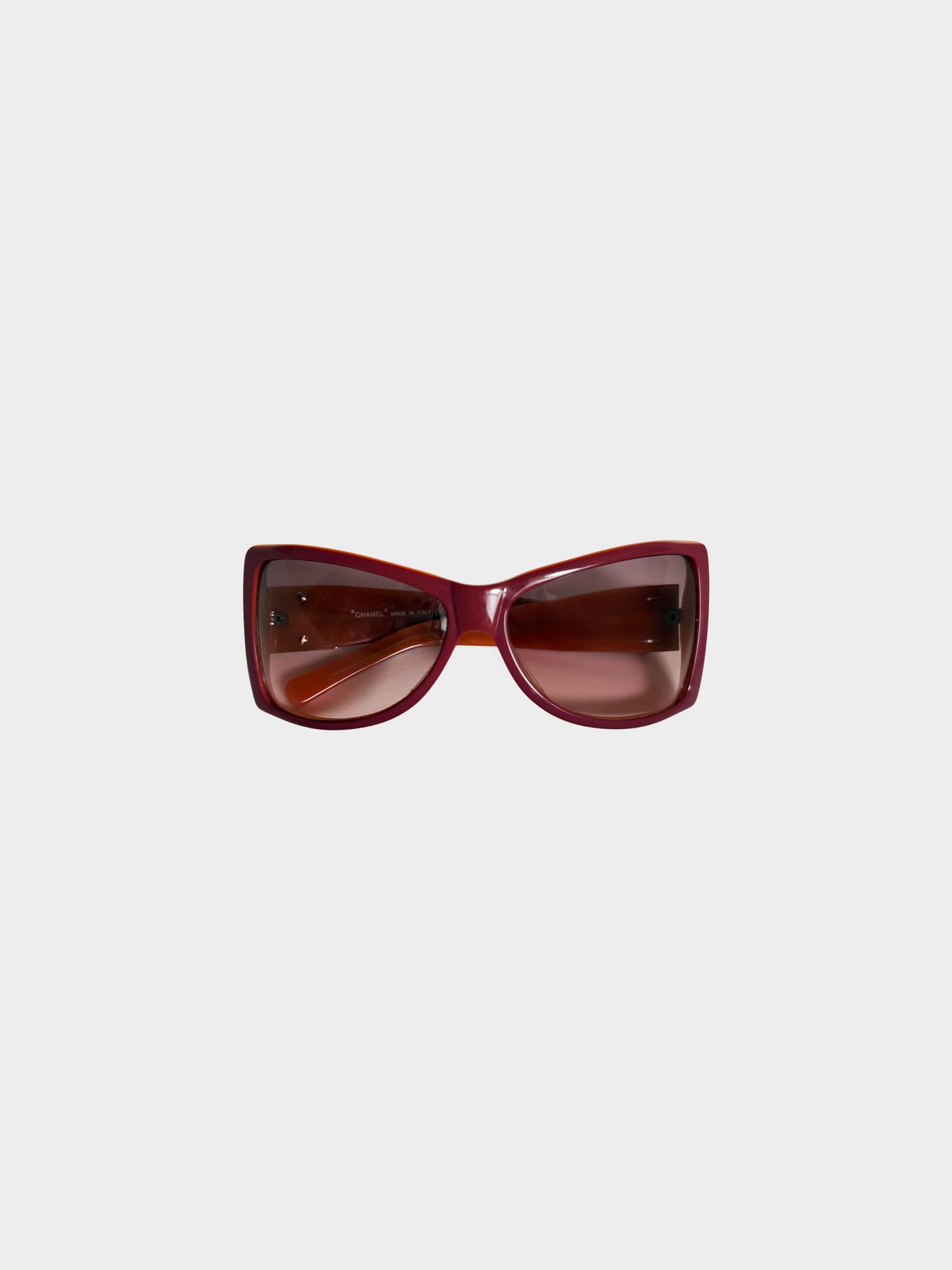 Chanel 2000s Pink and Orange CC Butterfly Oversized Sunglasses