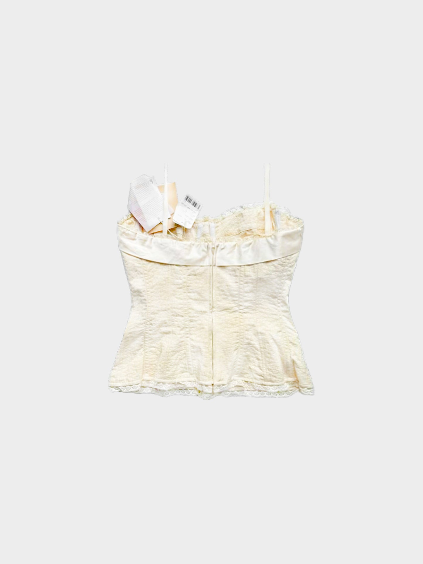 John Galliano 2000s Rare Beige Bustier with Silk and Lace Trim