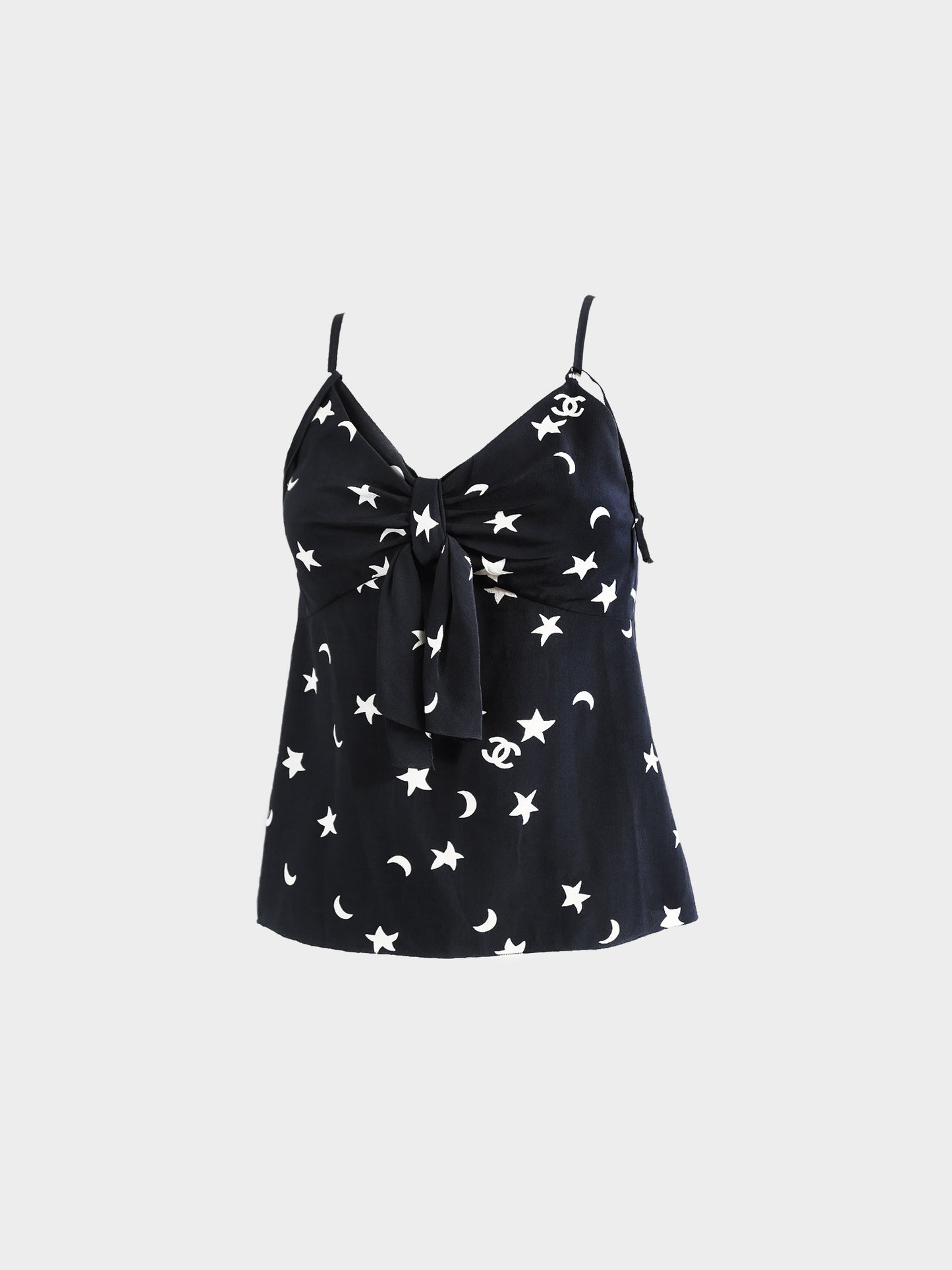 Chanel by Karl Lagerfeld SS 2008 Black and White Moon and Stars Print Tank Top