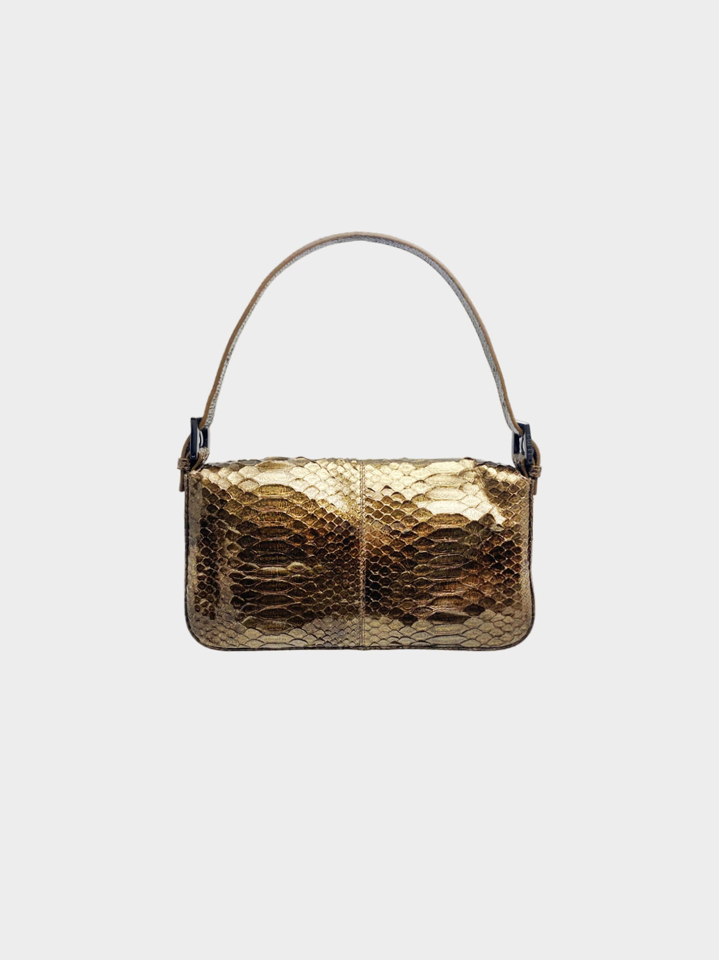 Fendi 2000s Bronze Python Baguette