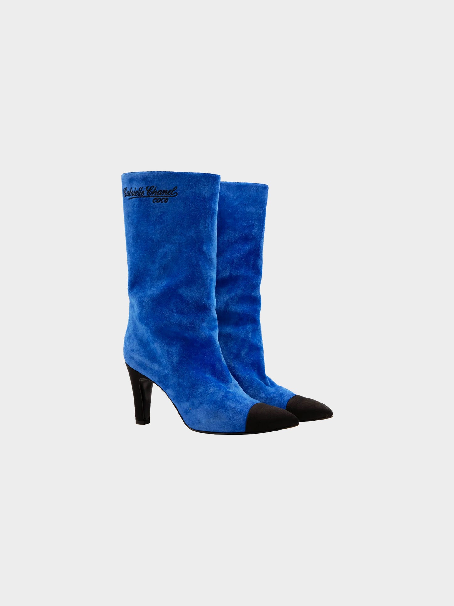 Chanel by Karl Lagerfeld FW 2008 Cobalt Blue Suede Mid-calf Boots