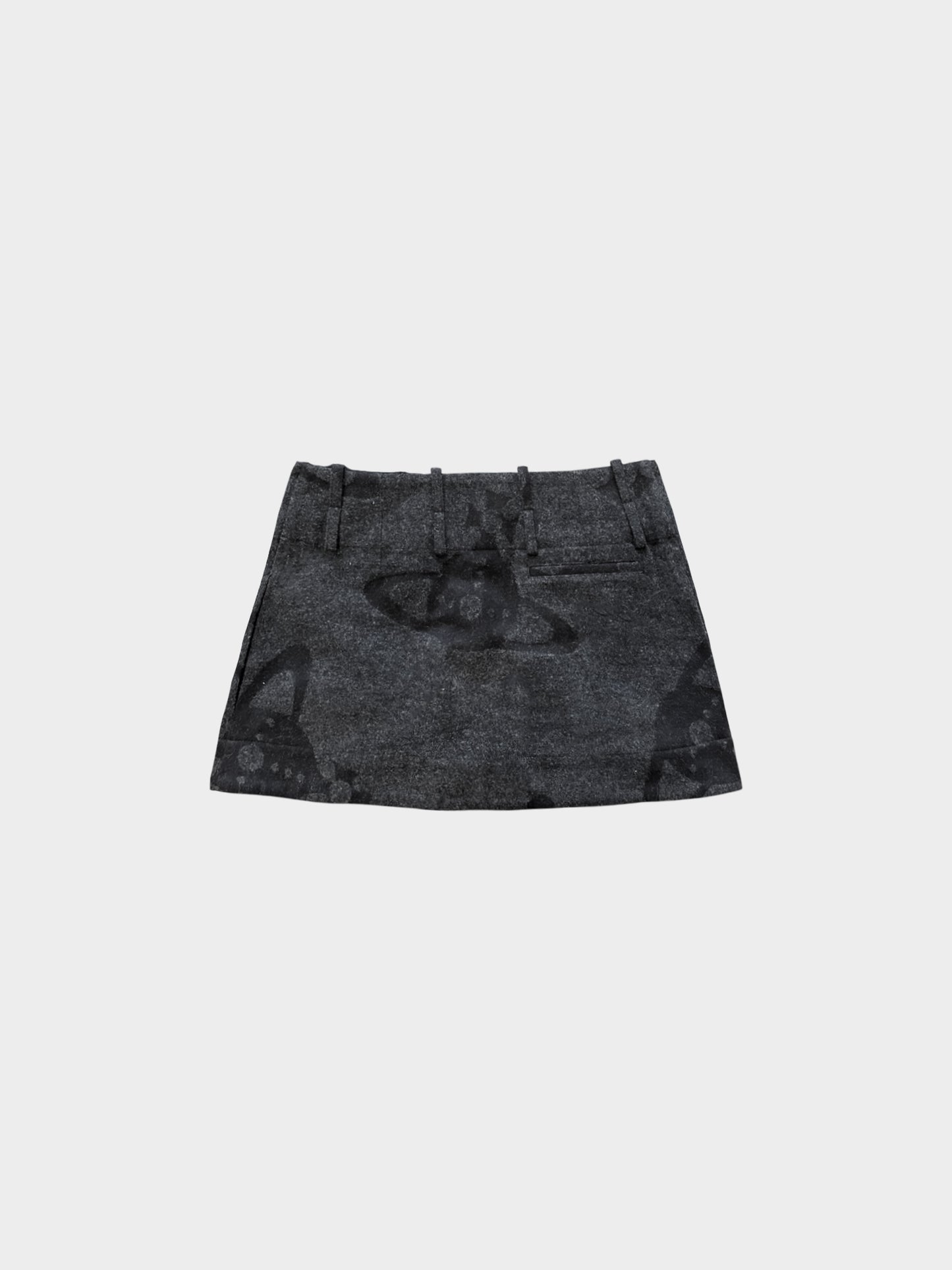 Vivienne Westwood 2000s Dark Grey Orb logo Print Mini Skirt