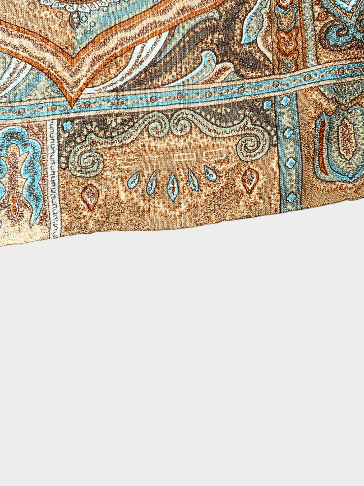 Etro 2000s Blue and Orange Paisley Scarf