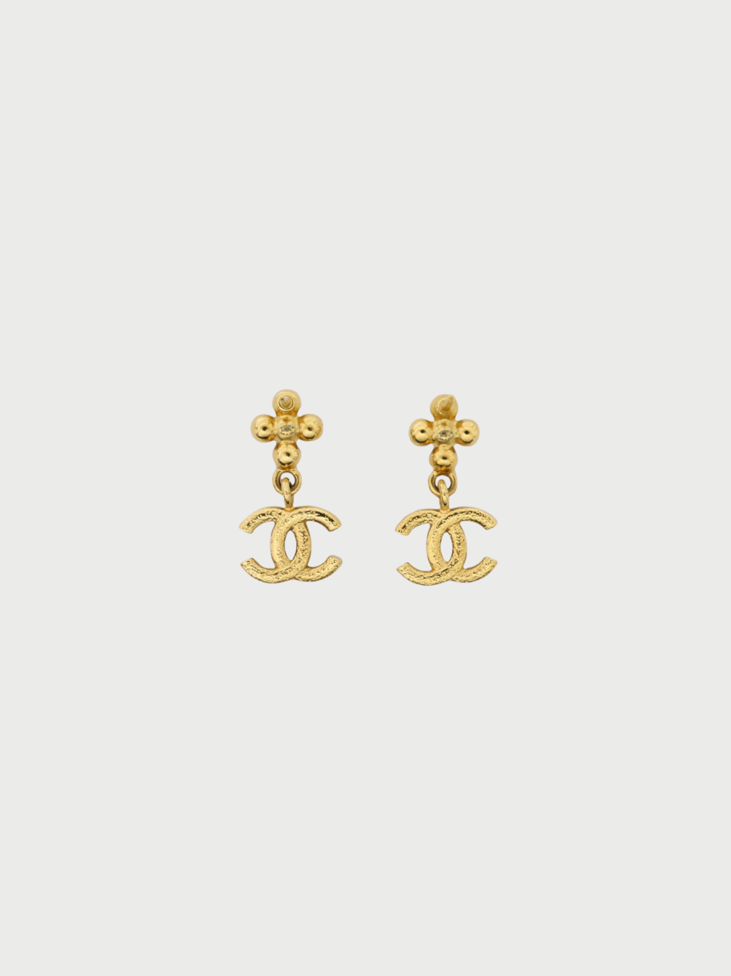 Chanel 2017 Gold Black Coco Flower Rhinestone Earrings